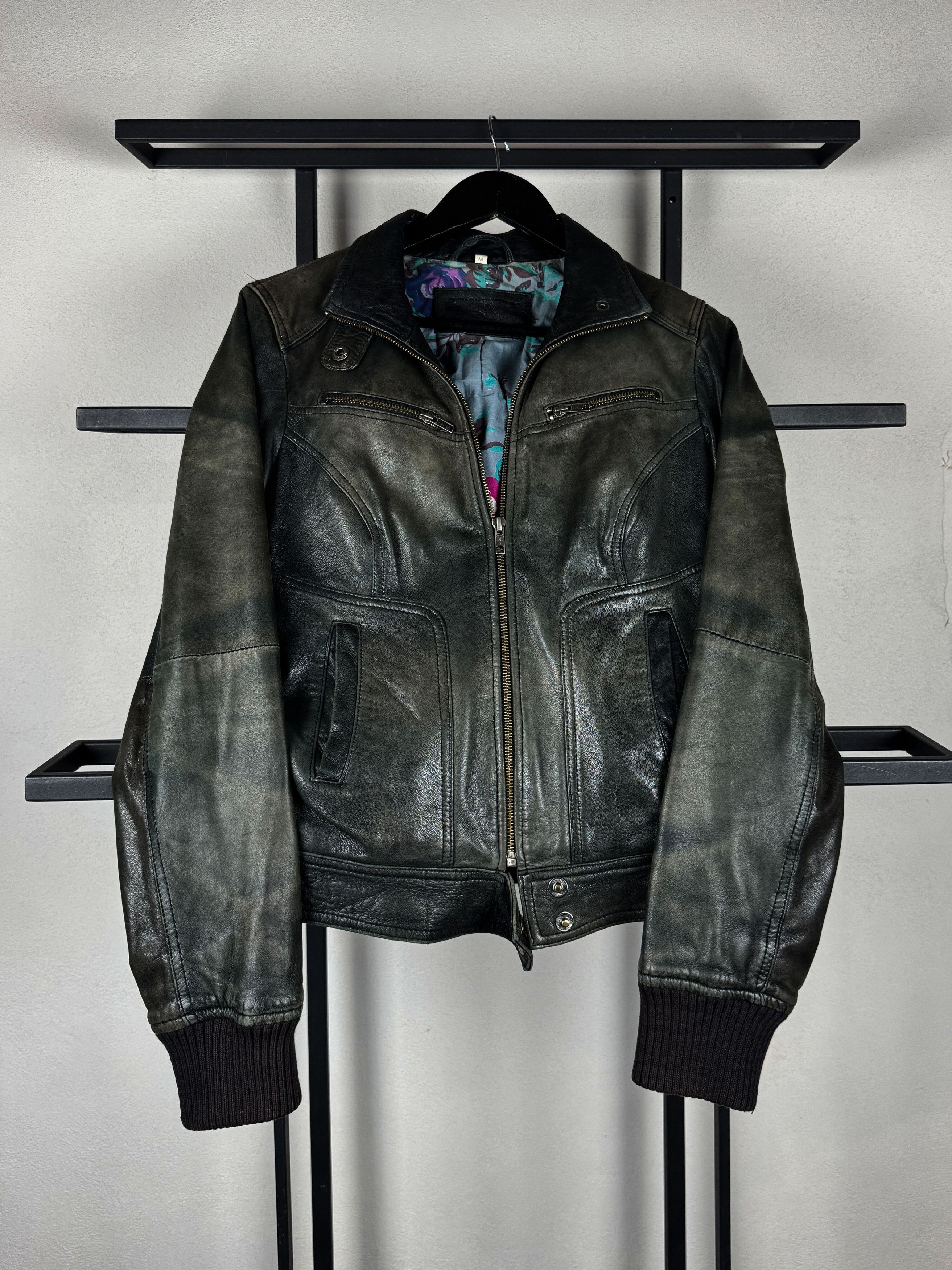 Tornado Mart Gothic Japanese Faded Washed Real Leather Cropped Jacket Size US XS / EU 42 / 0 - 1 Thumbnail