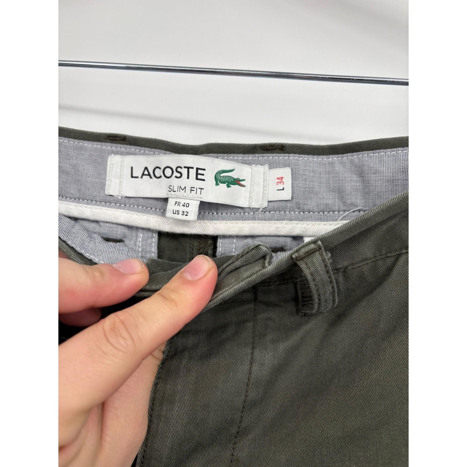 Lacoste Lacoste Mens Slim Fit Chinos Pants Khaki Green Size 34 x 34 Size US 34 / EU 50 - 3 Thumbnail