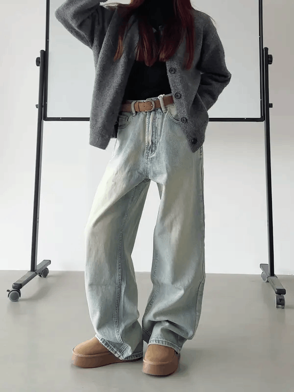 Jean Higuchi x Keito Light Blue Wide Leg Washed Baggy Jeans Size US 33 - 7 Thumbnail