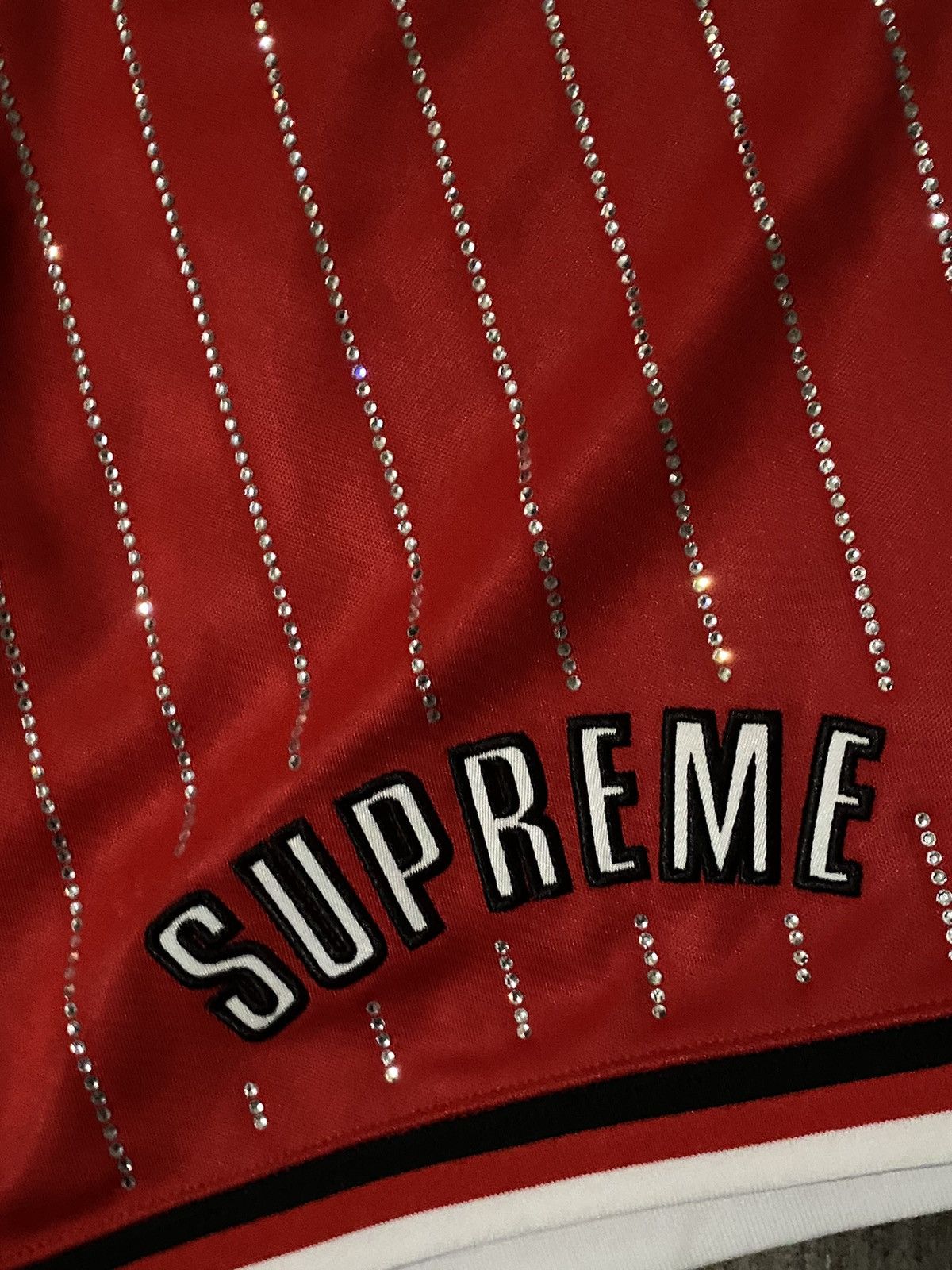 Supreme Supreme Red Rhinestone Shorts Size US 34 / EU 50 - 2 Thumbnail