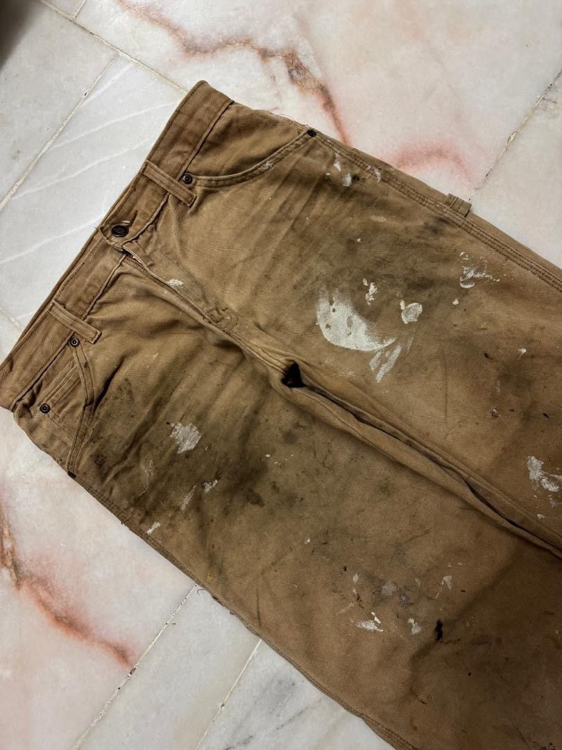 Dickies 💥CRAZY💥VTG DICKIES INSANE THRASHED DUCK WORKWEAR CARPENTER Size US 29 - 3 Thumbnail