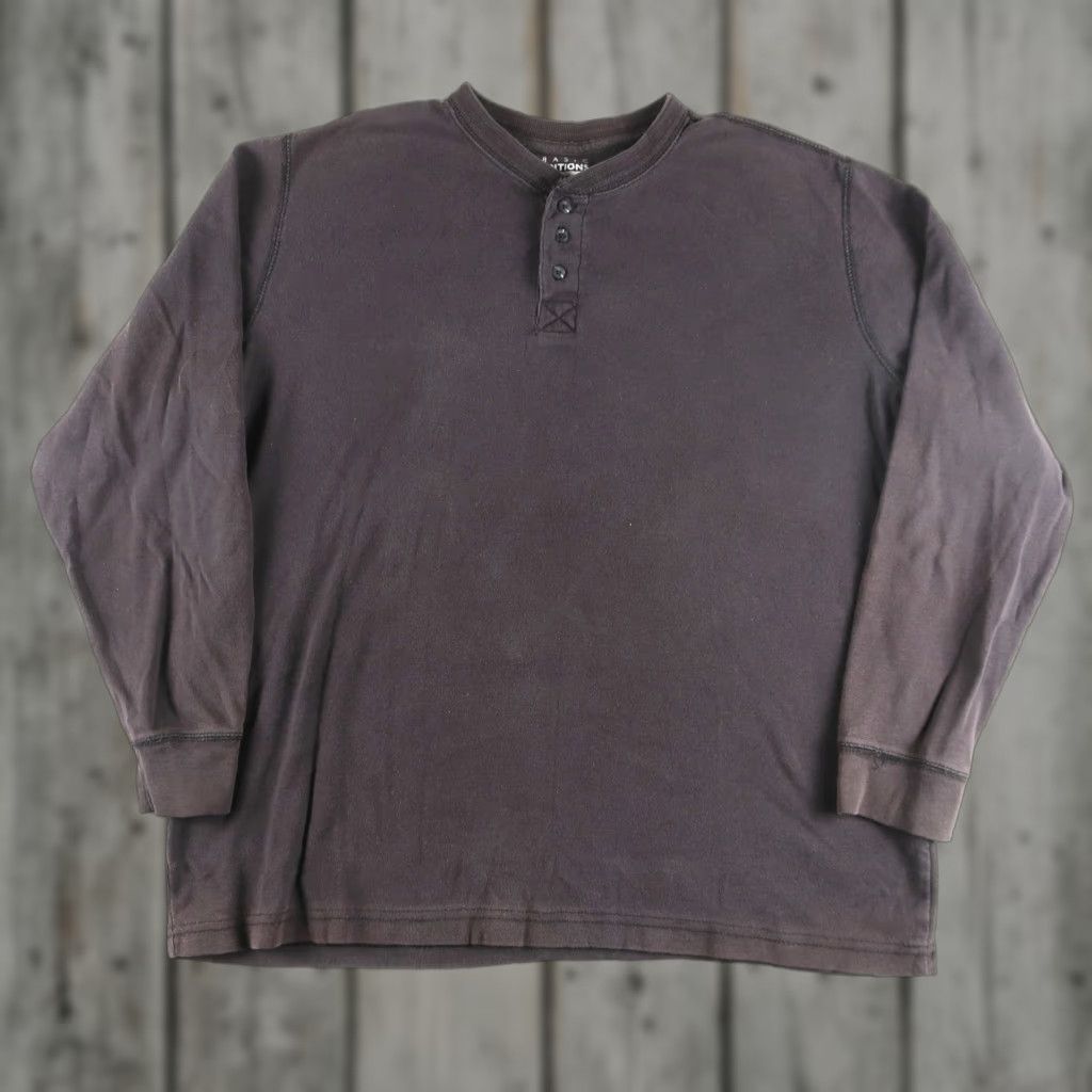 Basic Editions Basic Edition Mens L Large Henley T-Shirt Long Sleeve Black Size US L / EU 52-54 / 3 - 1 Thumbnail