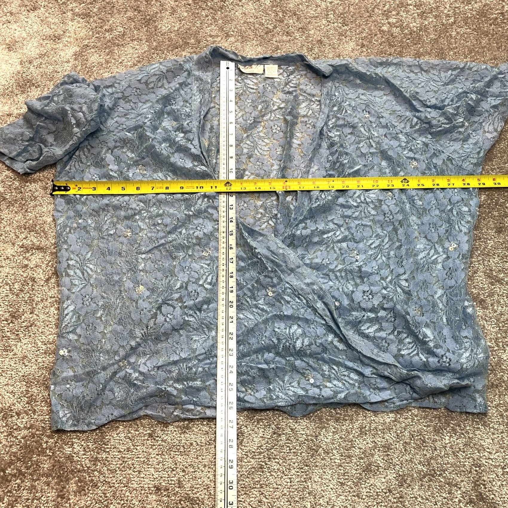 Vintage Lola P. Kimono Blouse Top Womens 4X Open Front Long Sleeve Lightweight Blue Lace Shirt Womens 4X Blue Lace Kimono Blouse Casual Sleeve Pair Of Words? Size XXL / US 16-18 / IT 52-54 - 4 Thumbnail