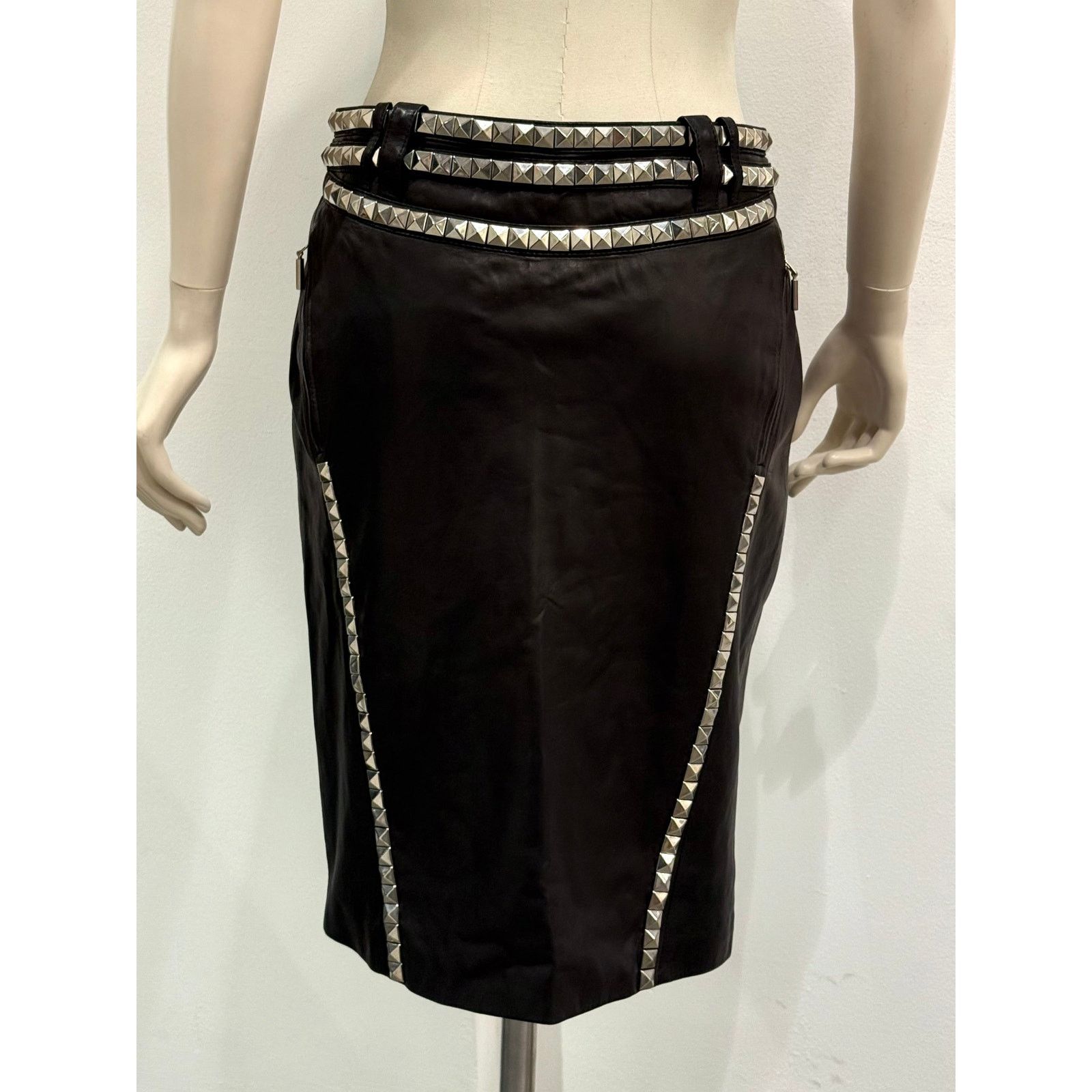 Versace 1990s Gianni Versace studded leather skirt Size M / US 6-8 / IT 42-44 - 1 Thumbnail