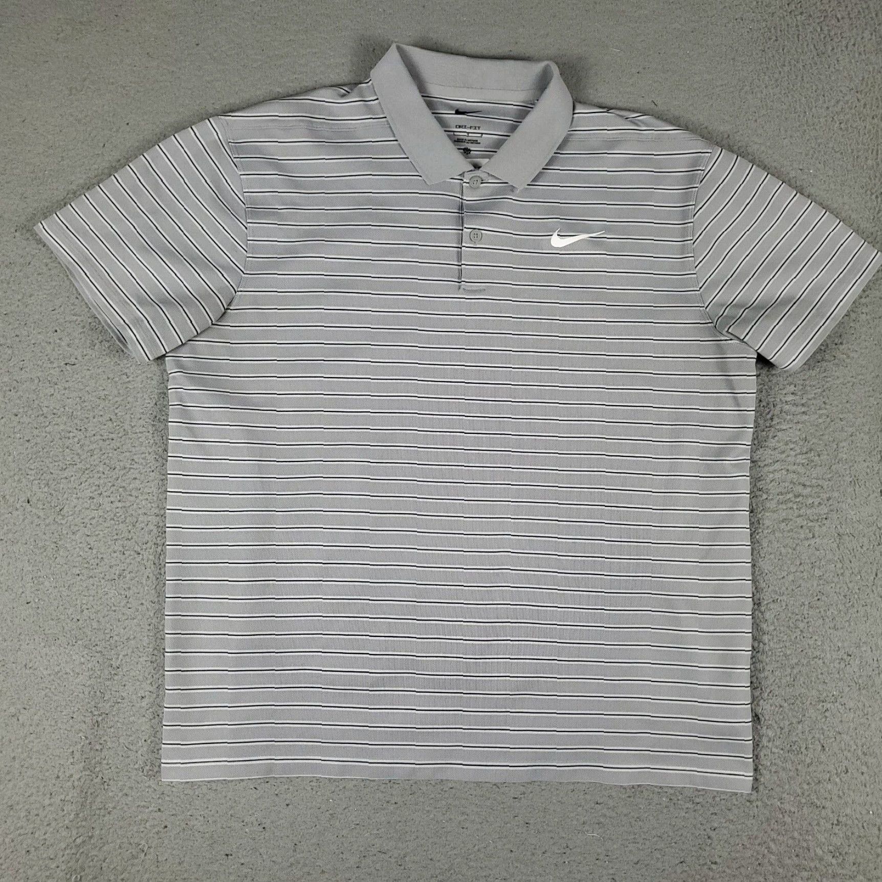 Nike Nike Polo Shirt Mens L Gray Striped Swoosh Golf Casual Short Sleeve Polo Men Size US L / EU 52-54 / 3 - 2 Thumbnail