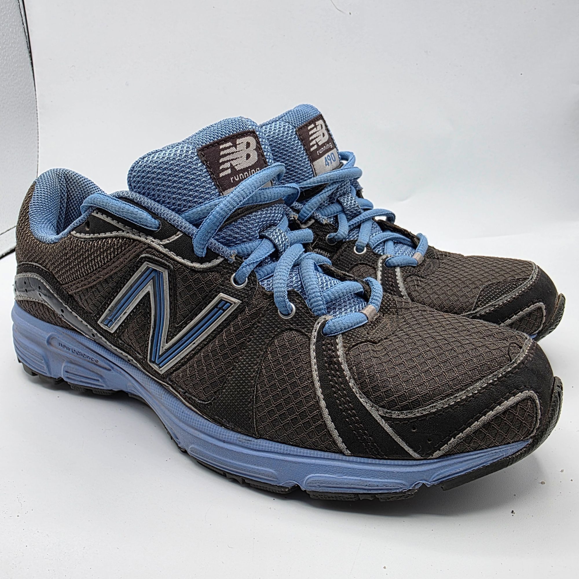 New Balance 490 Womens Size 9 Black Blue Running Shoes Athle