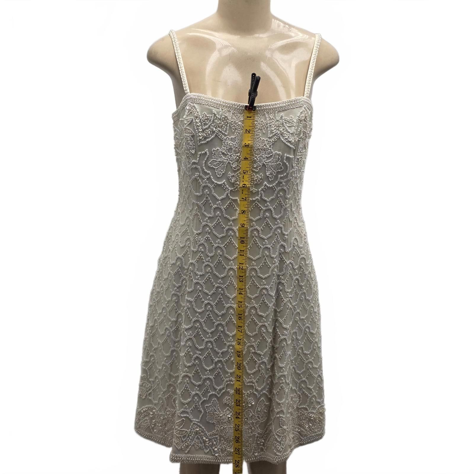 Bill Blass Bill Blass Vintage Beaded Silk Mini Dress – Bridal Cocktail Size M / US 6-8 / IT 42-44 - 8 Thumbnail