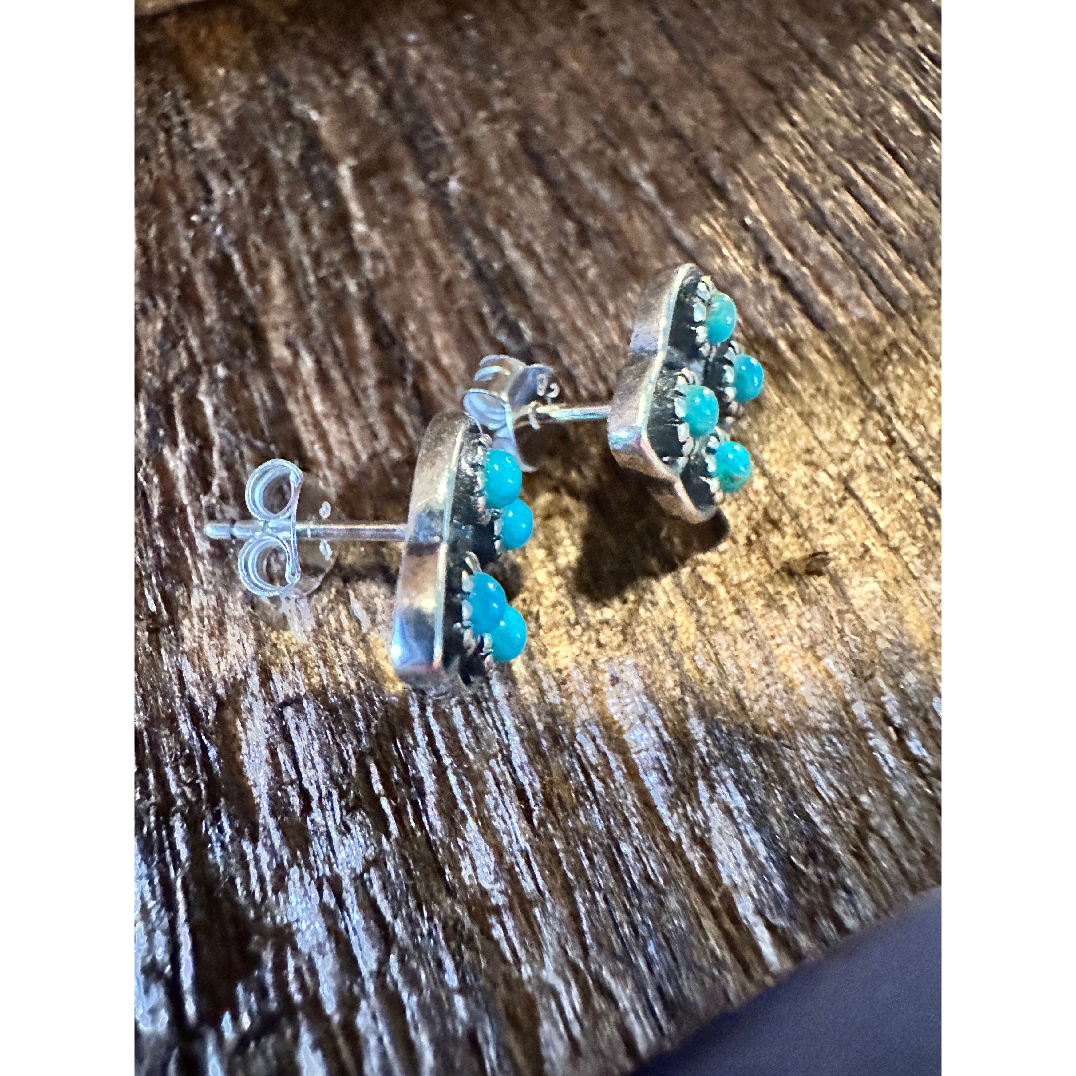 Other Navajo Lucia Turquoise Sterling Silver Stud Earrings - Handc Size ONE SIZE - 4 Thumbnail