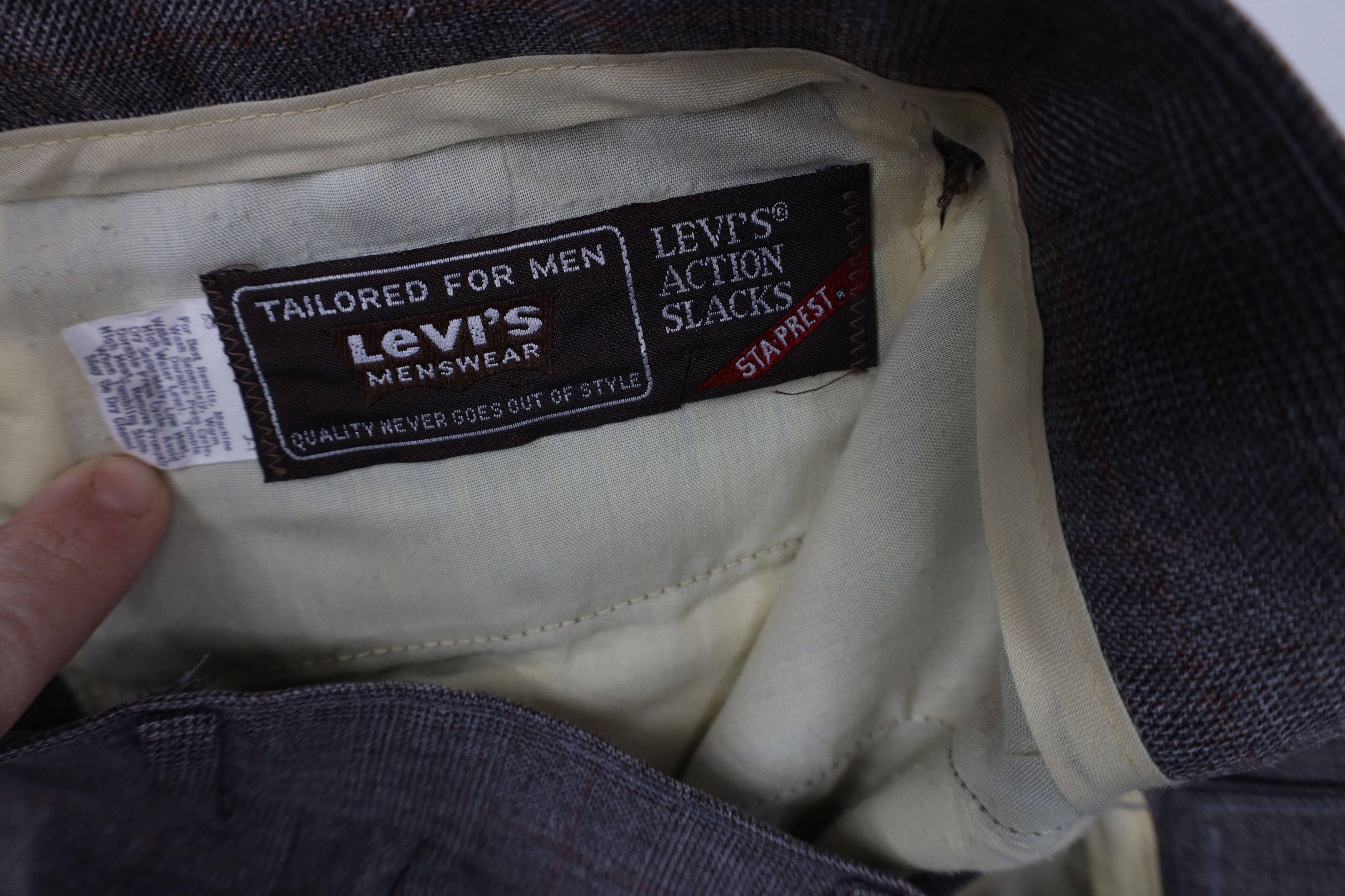 Levi's Vintage 70s Levis Wide Leg Chino Pants Trousers Plaid USA Size US 30 / EU 46 - 6 Thumbnail