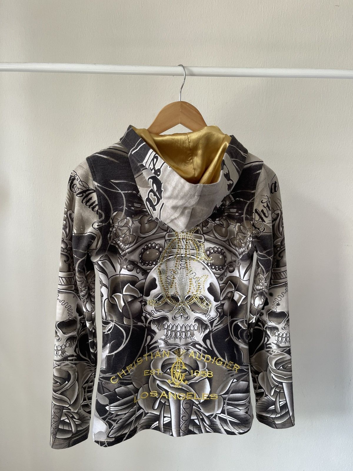 Christian Audigier × Ed Hardy Y2K Christian Audigier Fullprint Skull Zip Hoodie Size S / US 4 / IT 40 - 8 Thumbnail
