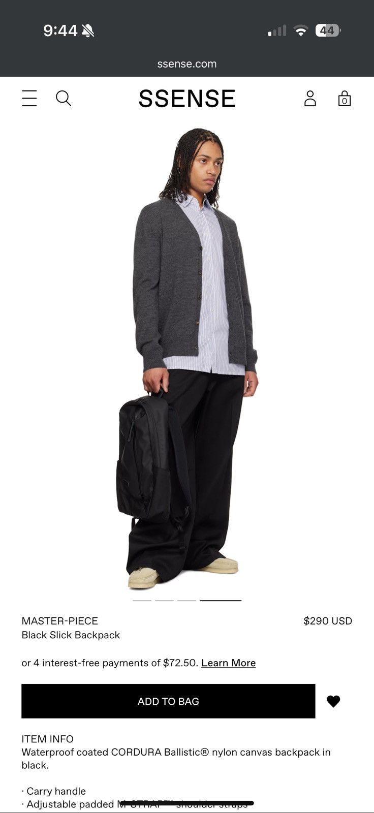 MasterPiece MASTER-PIECE Japan 'Slick' Backpack - CORDURA Nylon/Leather Size ONE SIZE - 4 Thumbnail