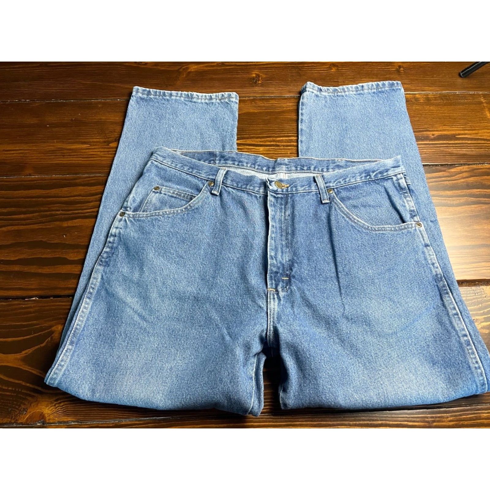 Wrangler Wrangler Jeans Men's 38x30 Blue Denim Straight Regular Pockets Size US 38 / EU 54 - 2 Thumbnail