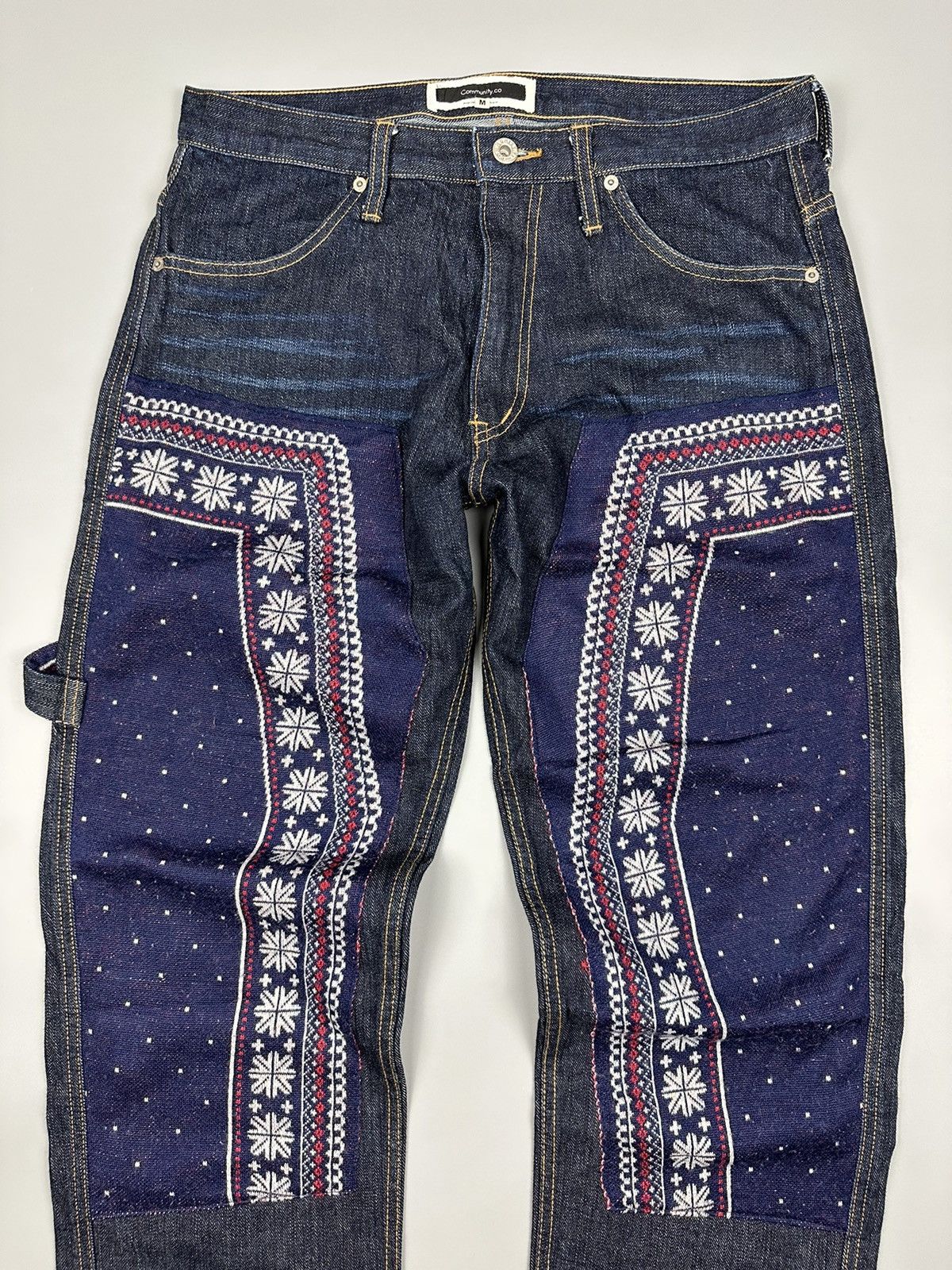 Japanese Brand Vintage Community.Co Native Double Knees Buckle Back Denim Size US 33 - 4 Thumbnail