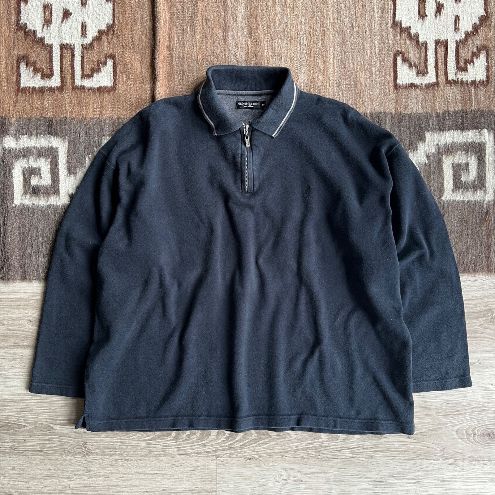 Yves Saint Laurent Yves Saint Laurent Vintage Half 1/4 Zip Sweatshirt 8981AC Size US XL / EU 56 / 4 - 2 Thumbnail