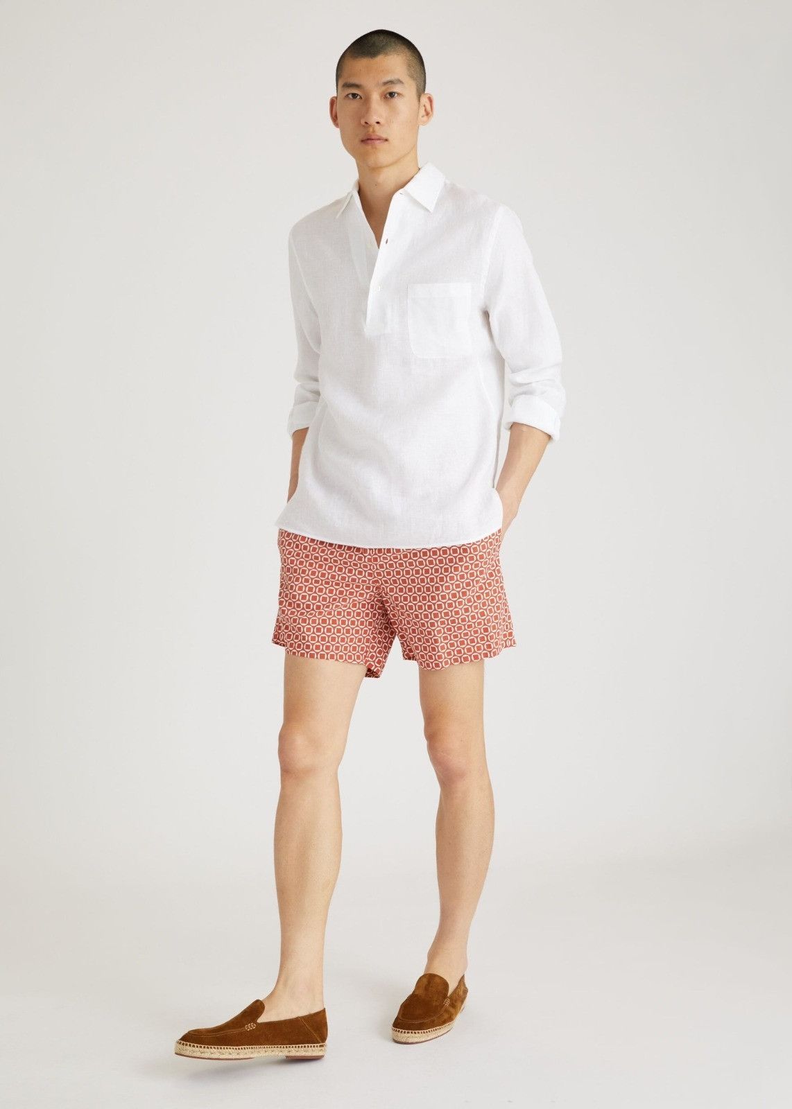 Loro Piana o1srvl11e1024 Optical Bay Swim Trunk in Red/White Size US 34 / EU 50 - 3 Thumbnail