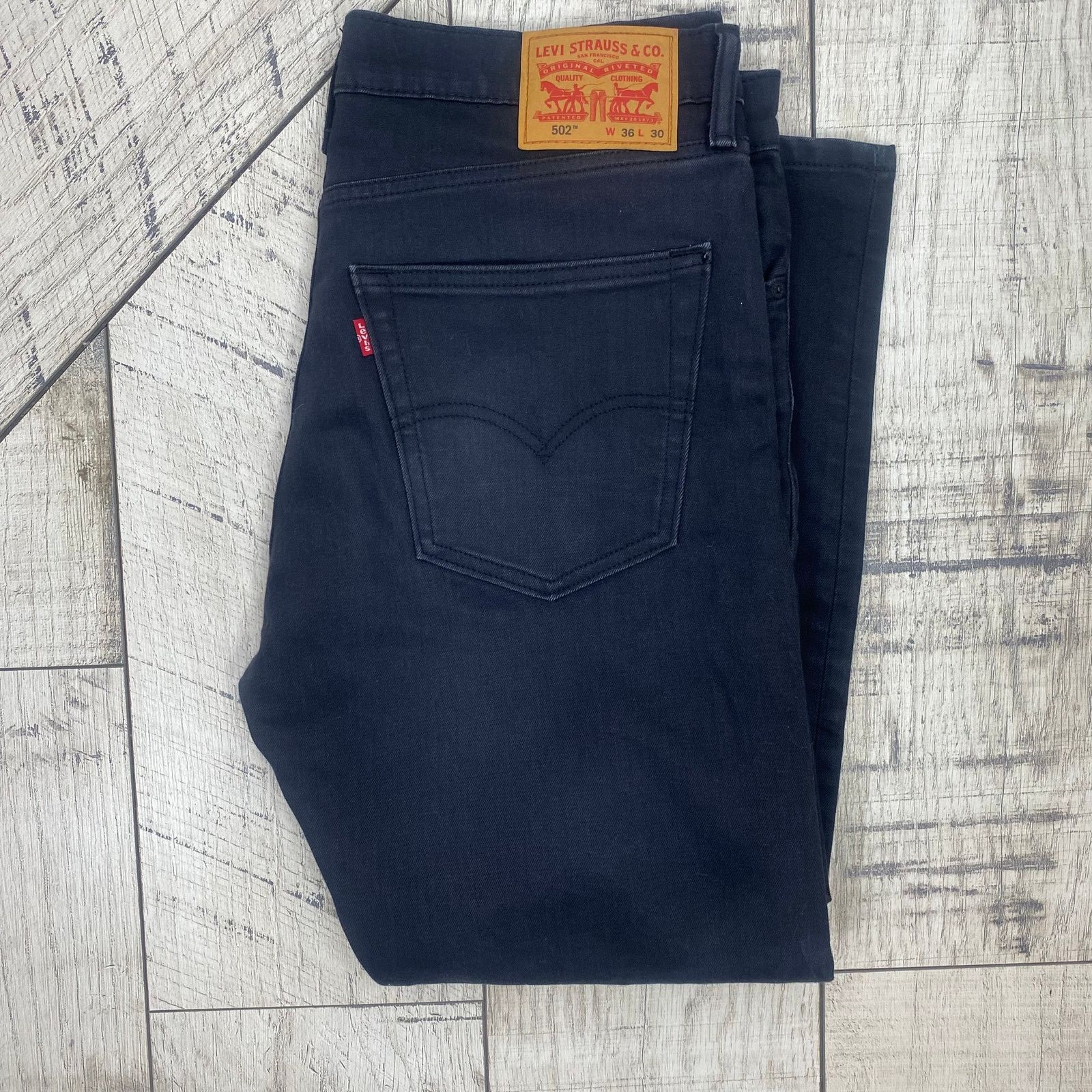 Levi's LEVI’S® 502™ REGULAR TAPER FIT STRETCH JEANS BLACK 36 x 30 Size US 36 / EU 52 - 10 Thumbnail