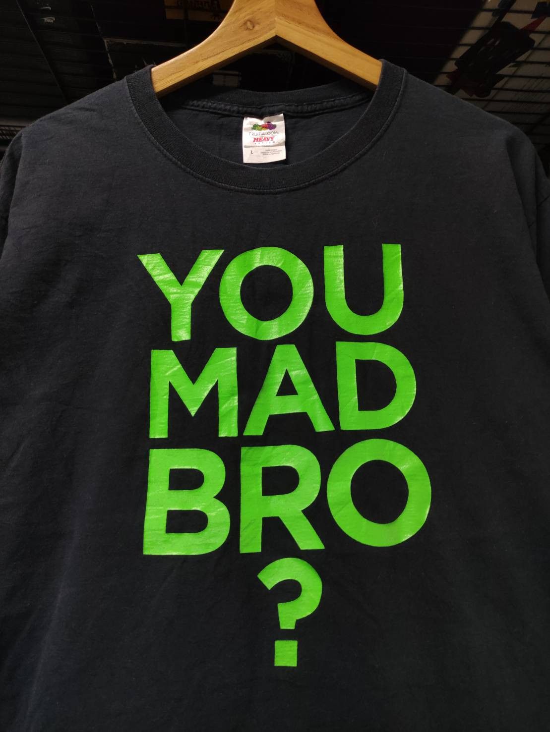 Vintage Vtg 00's You Mad Bro? Neon Font T-Shirt Size US L / EU 52-54 / 3 - 1 Thumbnail