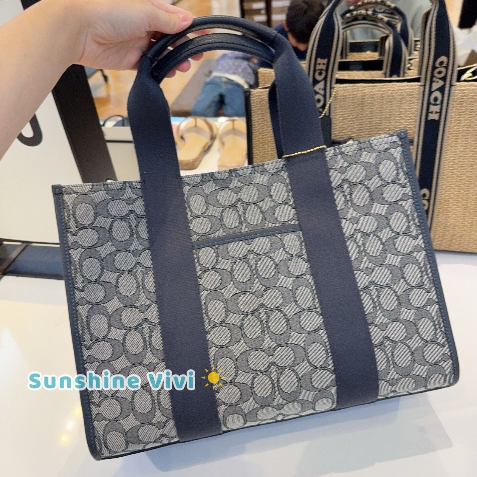 Coach NWT Coach Smith Tote Bag Signature Jacquard CY367 Navy Size ONE SIZE - 1 Thumbnail