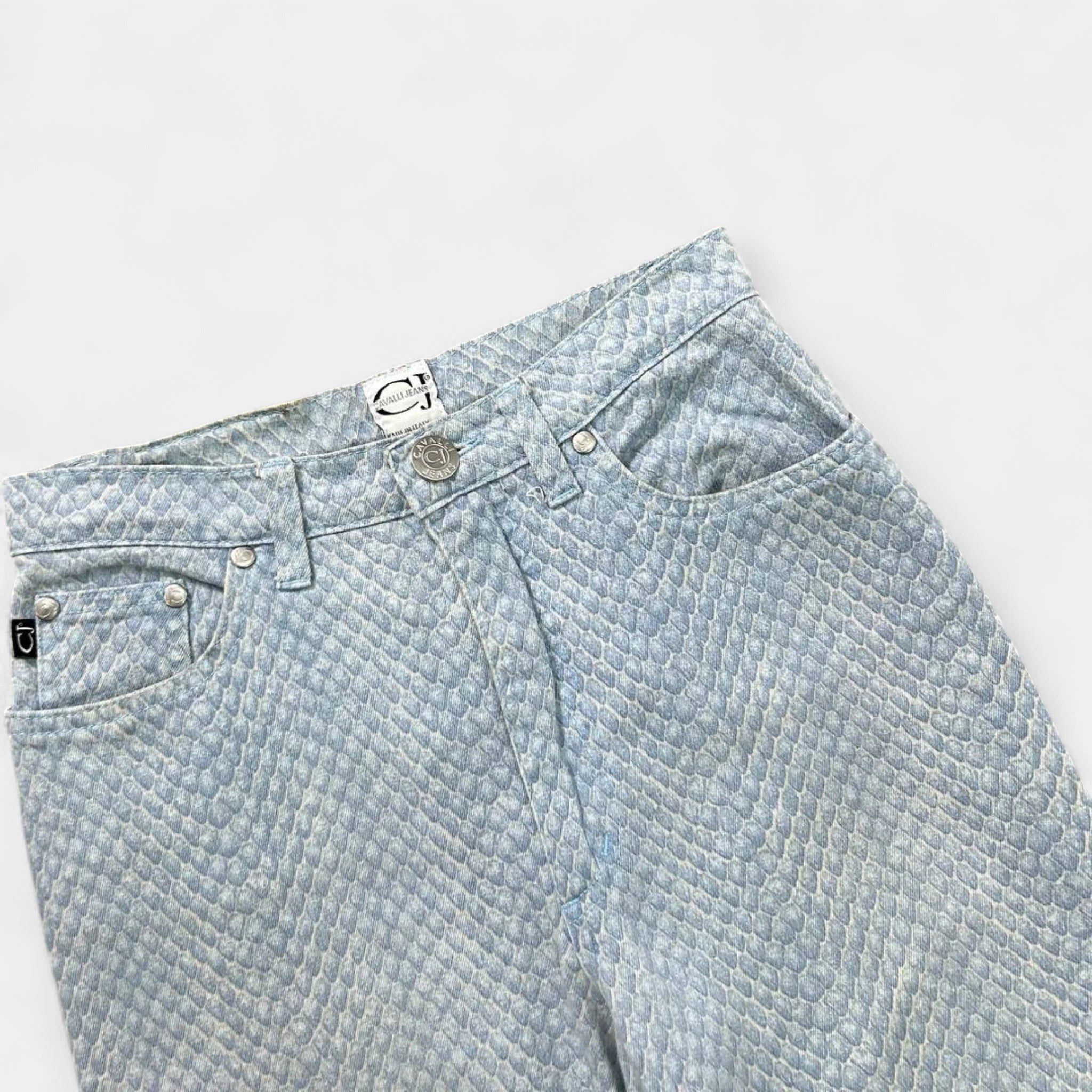 Roberto Cavalli Cavalli Jeans Blue Snake Skin Pants Size ONE SIZE - 2 Thumbnail