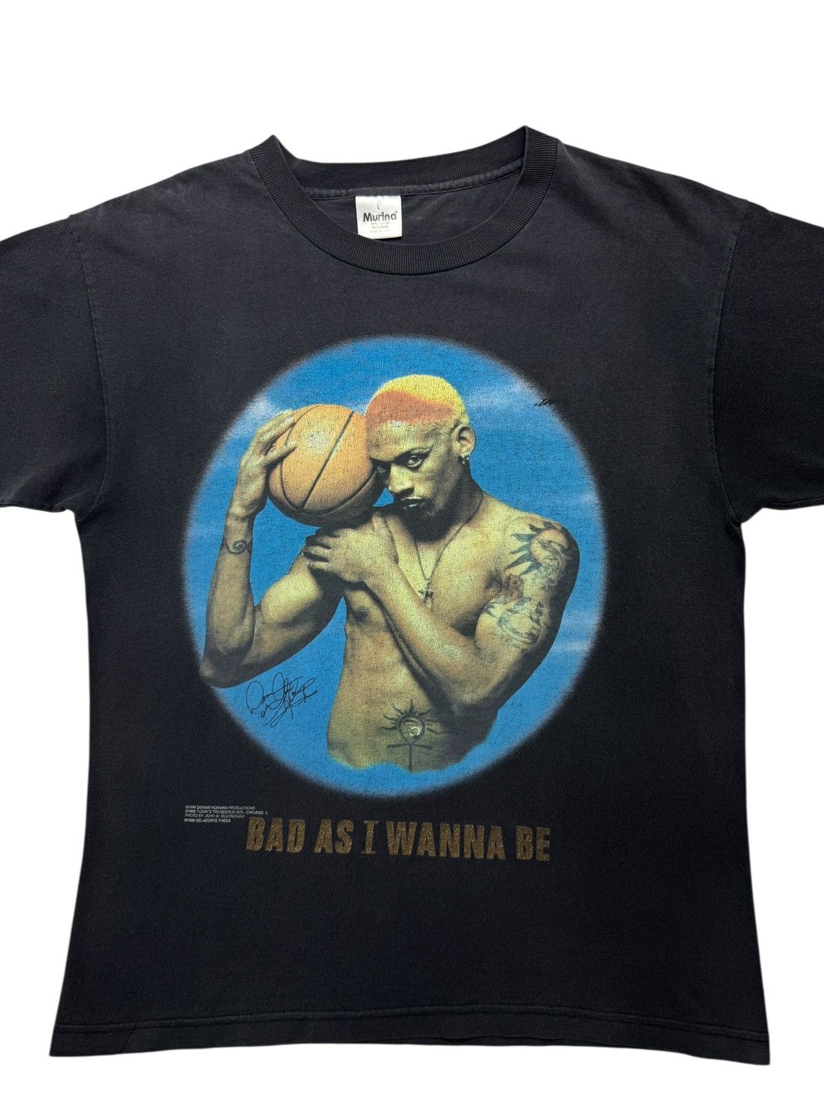Vintage Vintage 1996 Dennis Rodman Bad As I Wanna Be Tee Shirt Size US L / EU 52-54 / 3 - 4 Thumbnail