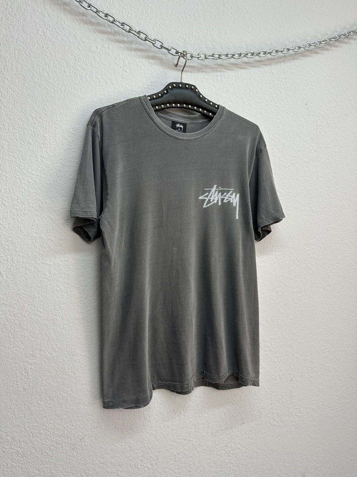 Stussy × Vintage Vintage Y2K Stussy Distressed Gray Tee T-shirt Size US M / EU 48-50 / 2 - 2 Thumbnail