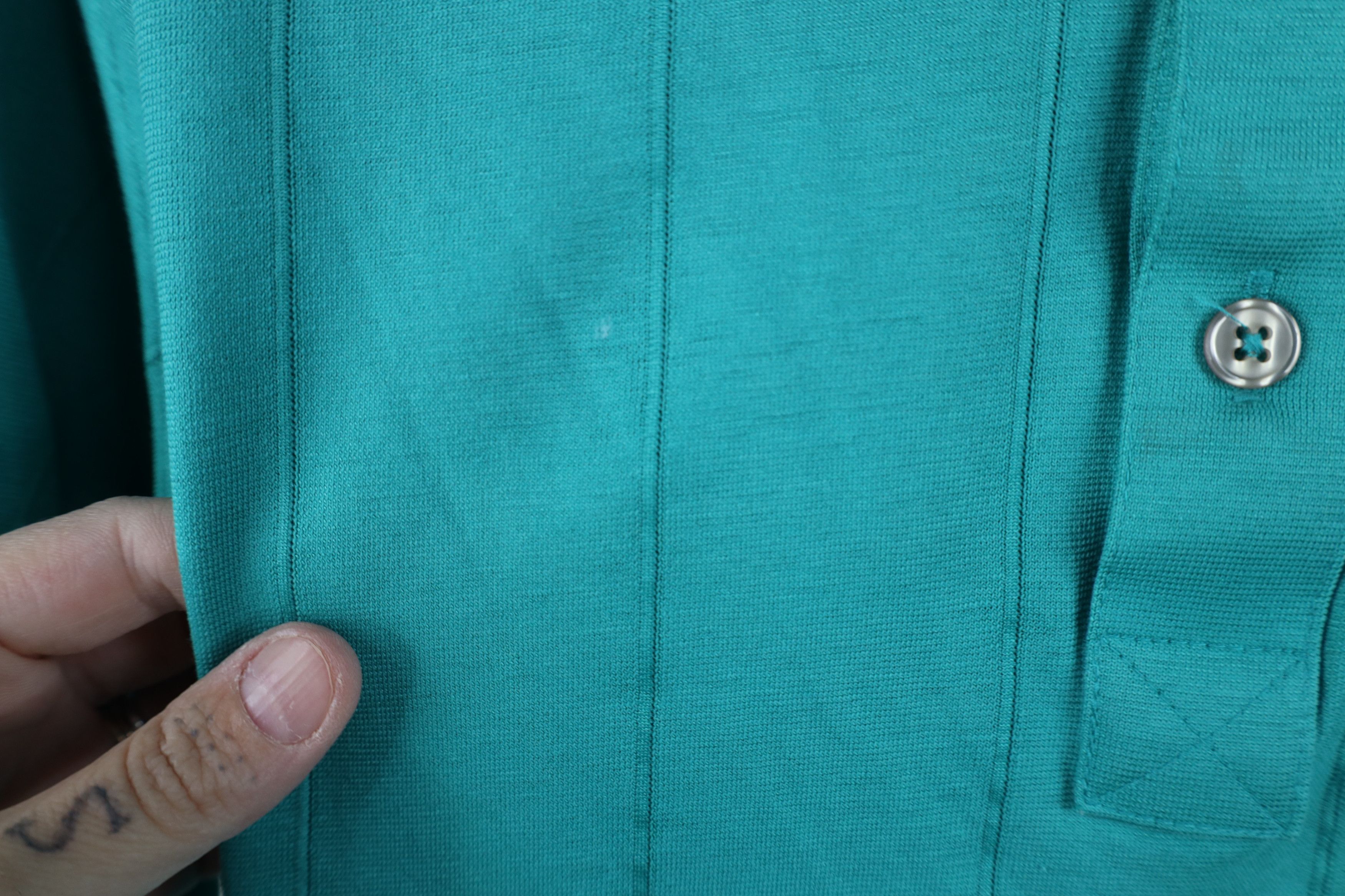 Vintage Vintage 90s Streetwear Striped Knit Golf Polo Shirt Teal Size US L / EU 52-54 / 3 - 5 Thumbnail