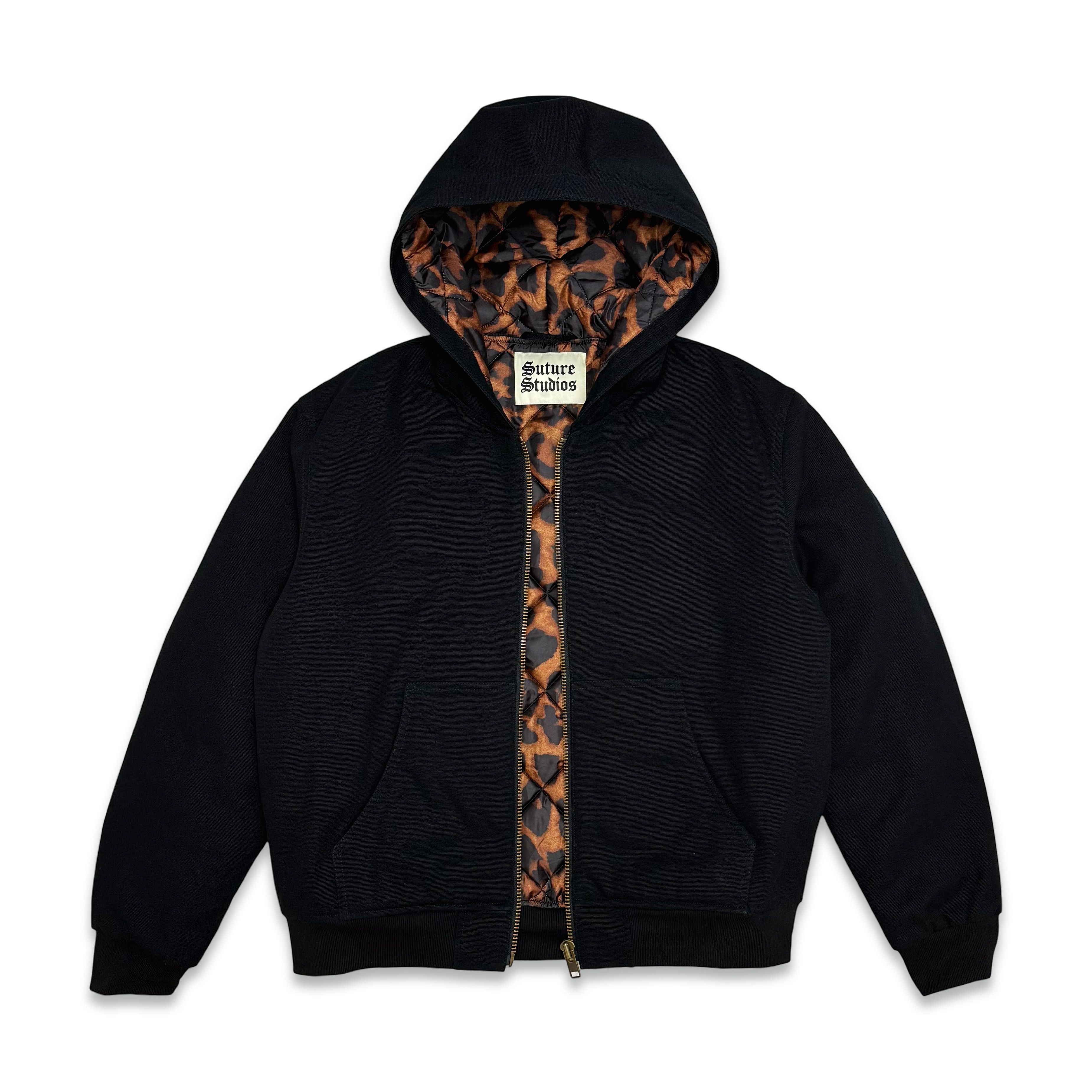 Suture Studios 16oz. Canvas Hooded Work Jacket Black Leopard