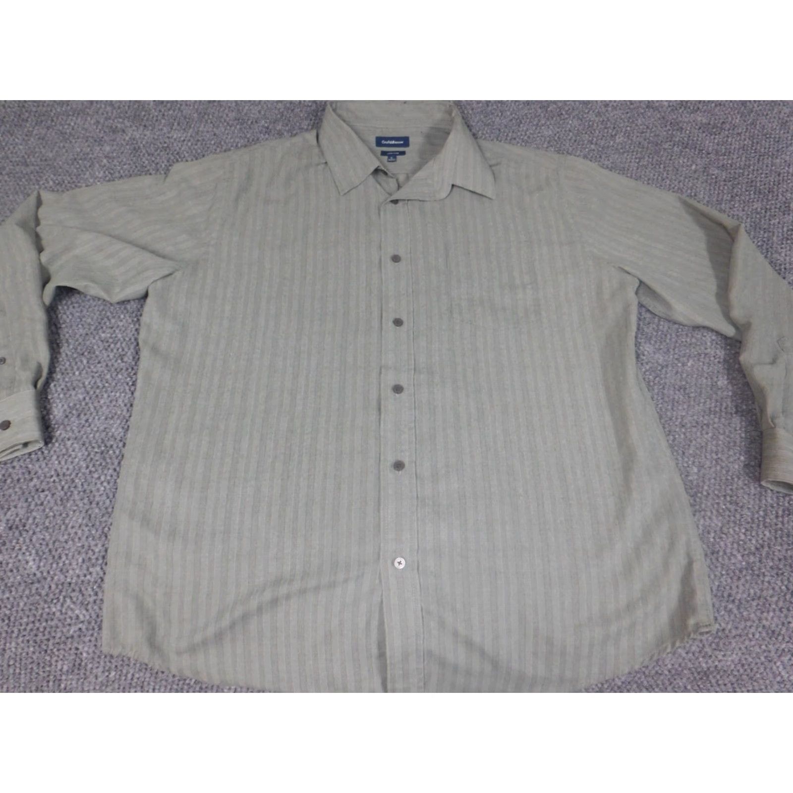 Croft & Barrow Croft & Barrow Mens Shirt Green Striped Button-Down Long Sleeve Large Regular Collar Button-Up Shirt Size US L / EU 52-54 / 3 - 3 Thumbnail