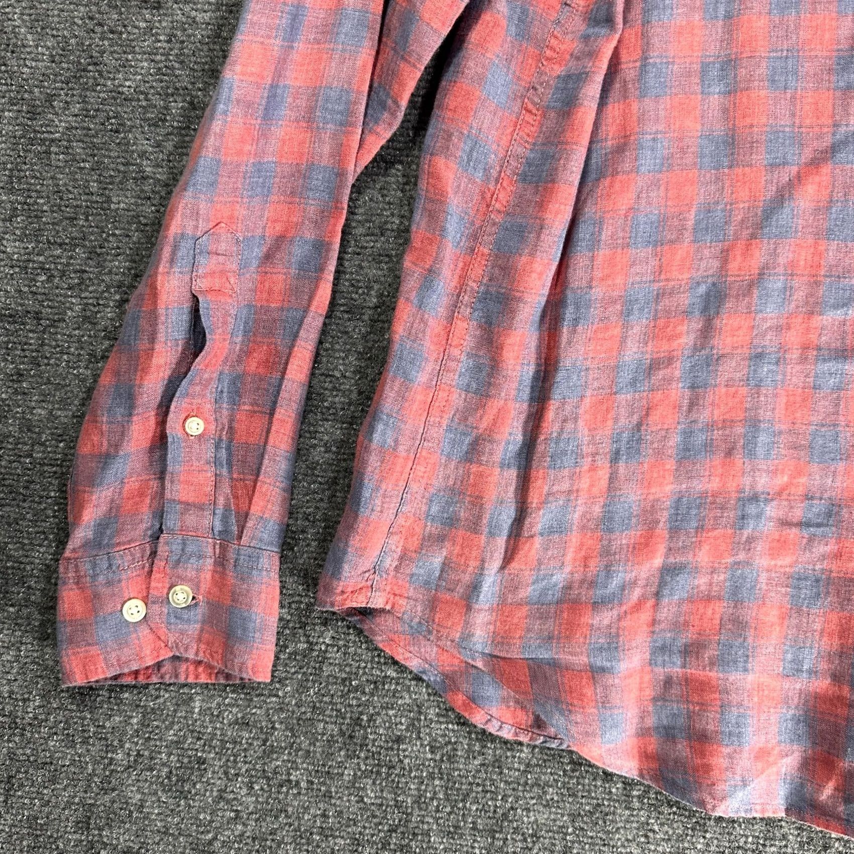 Banana Republic Banana Republic Shirt Mens L Camden Fit Red Blue Linen Check Button Down Shirt Size US L / EU 52-54 / 3 - 2 Thumbnail