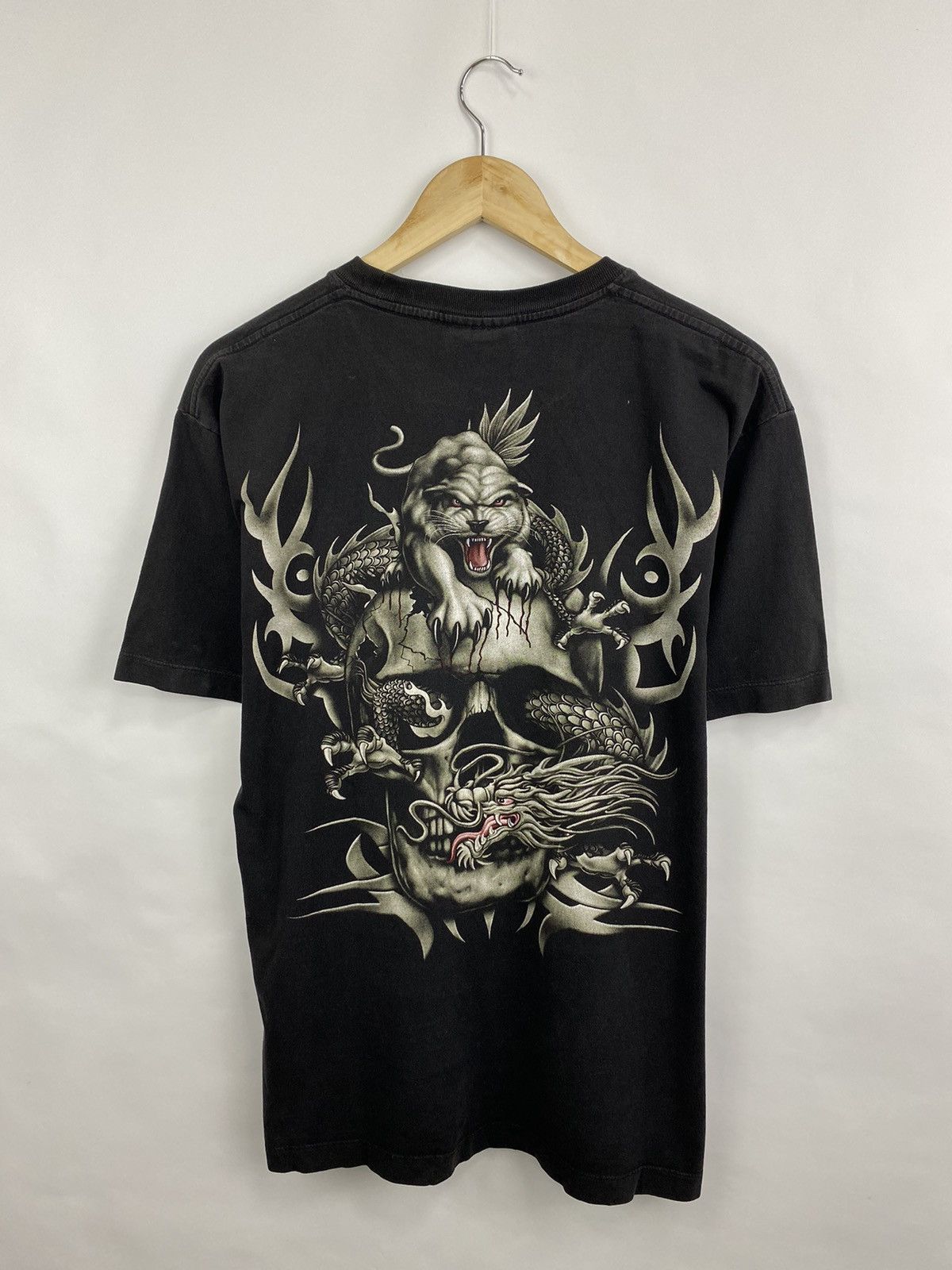 Japanese Brand 💀 Vintage 90s Skull Death Panther Dragon Japan Style t-shirt Size US XL / EU 56 / 4 - 6 Thumbnail