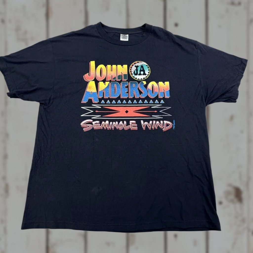Delta VINTAGE John Anderson Shirt Mens XL Black Seminole Wind Country Tour 90s Size US XL / EU 56 / 4 - 1 Thumbnail