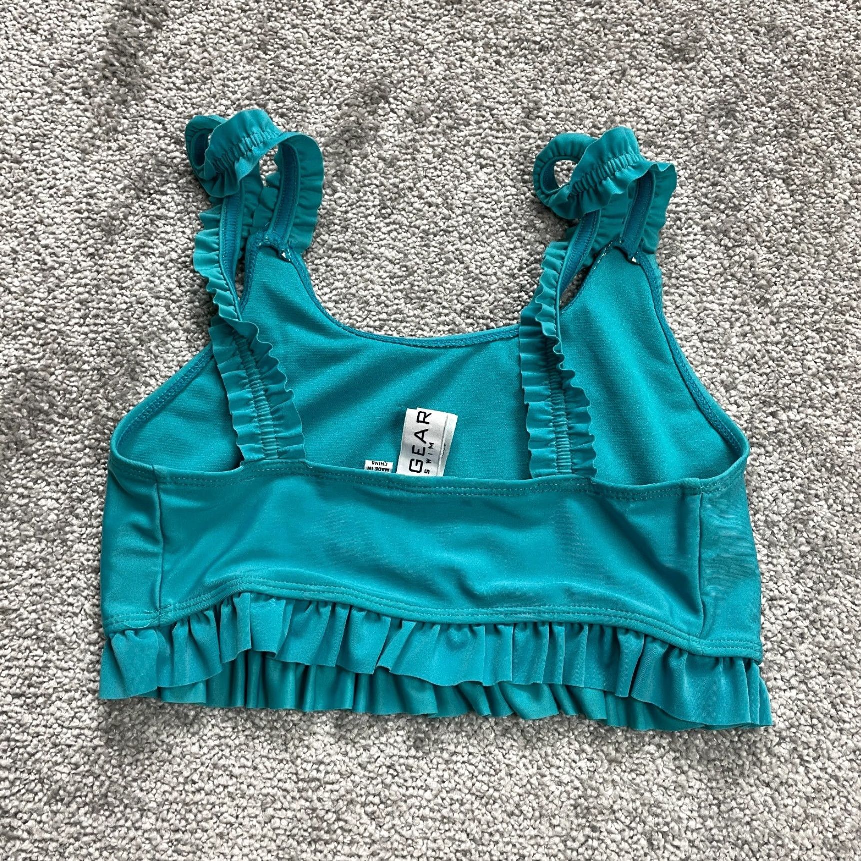 Vintage Ingear Bikini Top Women 10/12 Blue Ruffles Wide Strap Swimwear Beach Summer Size L / US 10 / IT 46 - 2 Thumbnail