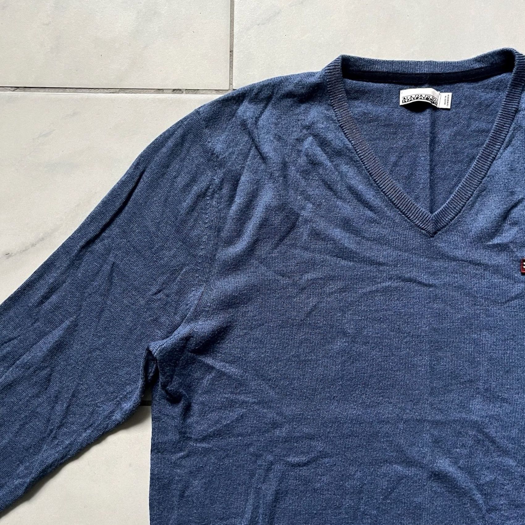 Napapijri Napapijri Sweater Mens L Blue V-Neck Wool Blend Jumper Shirt Pullover Autumn Classic Sports Outdoor Size US L / EU 52-54 / 3 - 6 Thumbnail