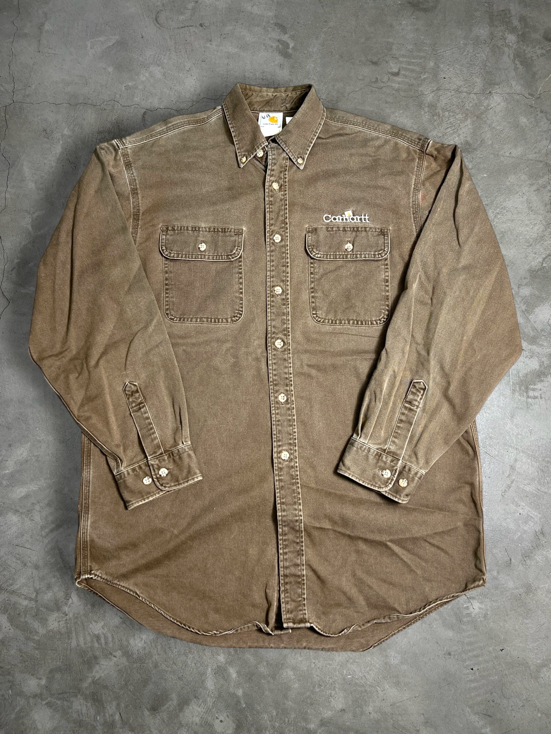 Carhartt Vintage CARHARTT Embroidery Logo Button Up Shirt JKA087 Size US L / EU 52-54 / 3 - 1 Thumbnail