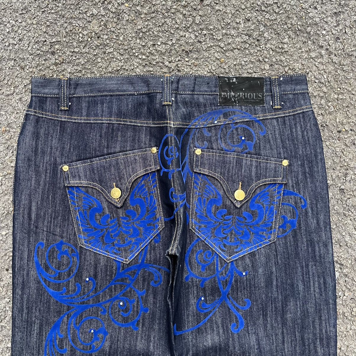 Ed Hardy Crazy Y2K Baggy Jeans Tribal Velvet Denim Coogi JNCO Pants Size US 40 / EU 56 - 11 Thumbnail