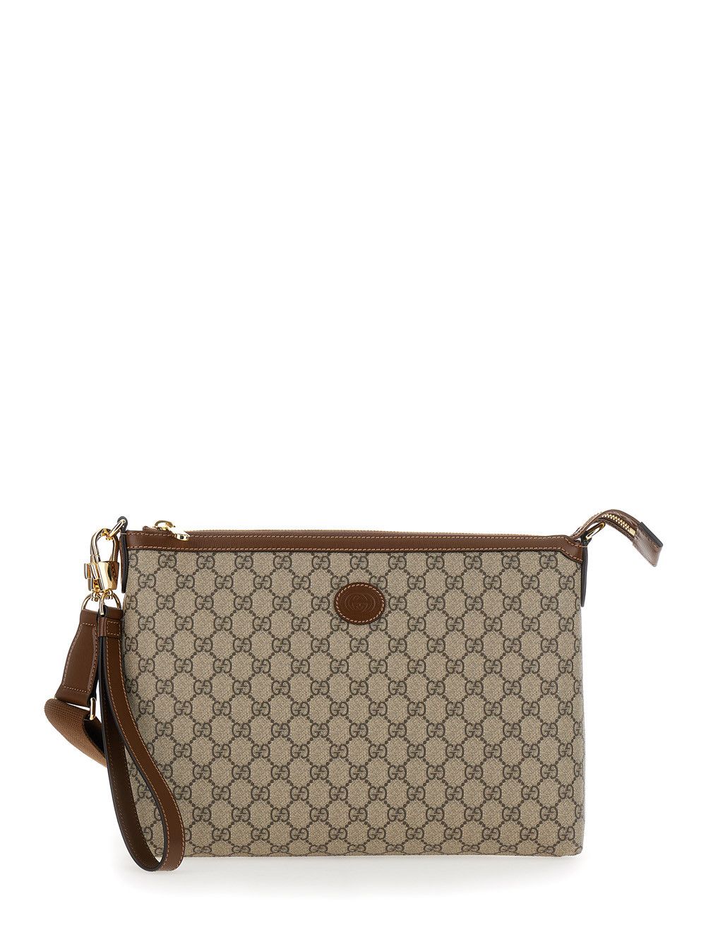 Gucci Beige and Ebony Pouch with GG Patch in GG Supreme Canvas Man Size ONE SIZE - 1 Thumbnail
