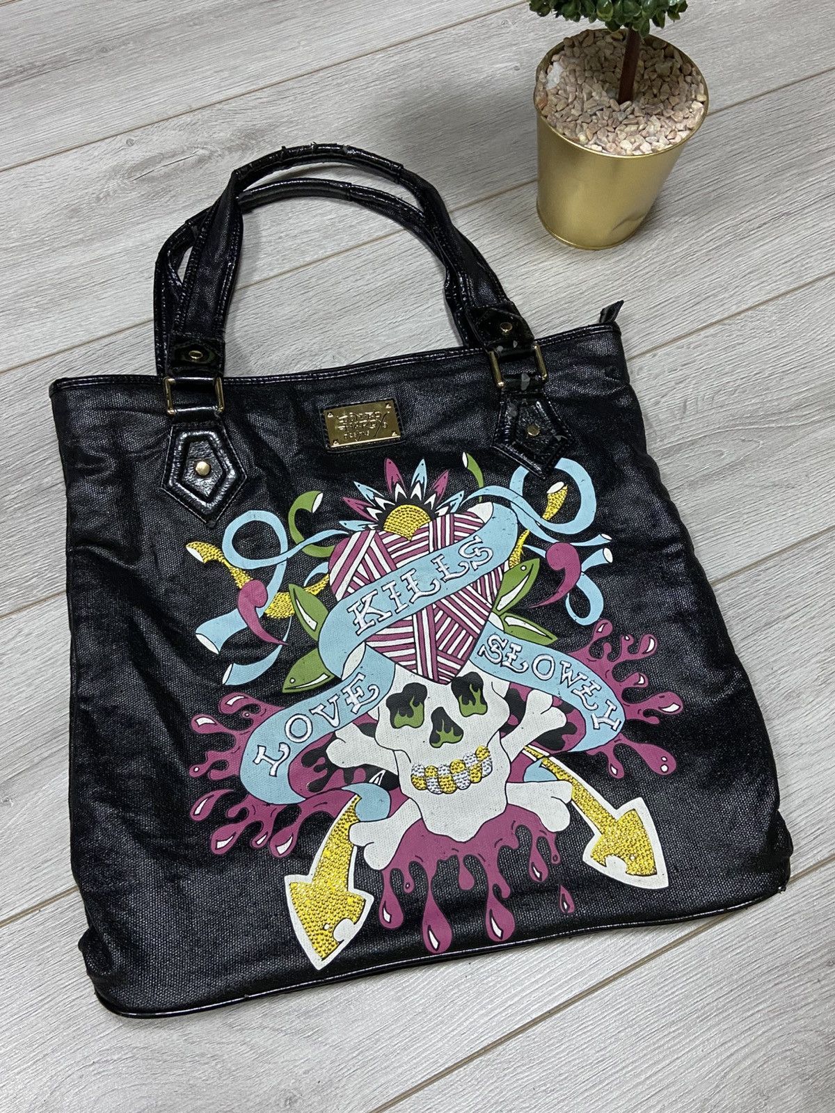 Ed Hardy Ed Hardy swallow love kills slowly tote bag Size ONE SIZE - 3 Thumbnail