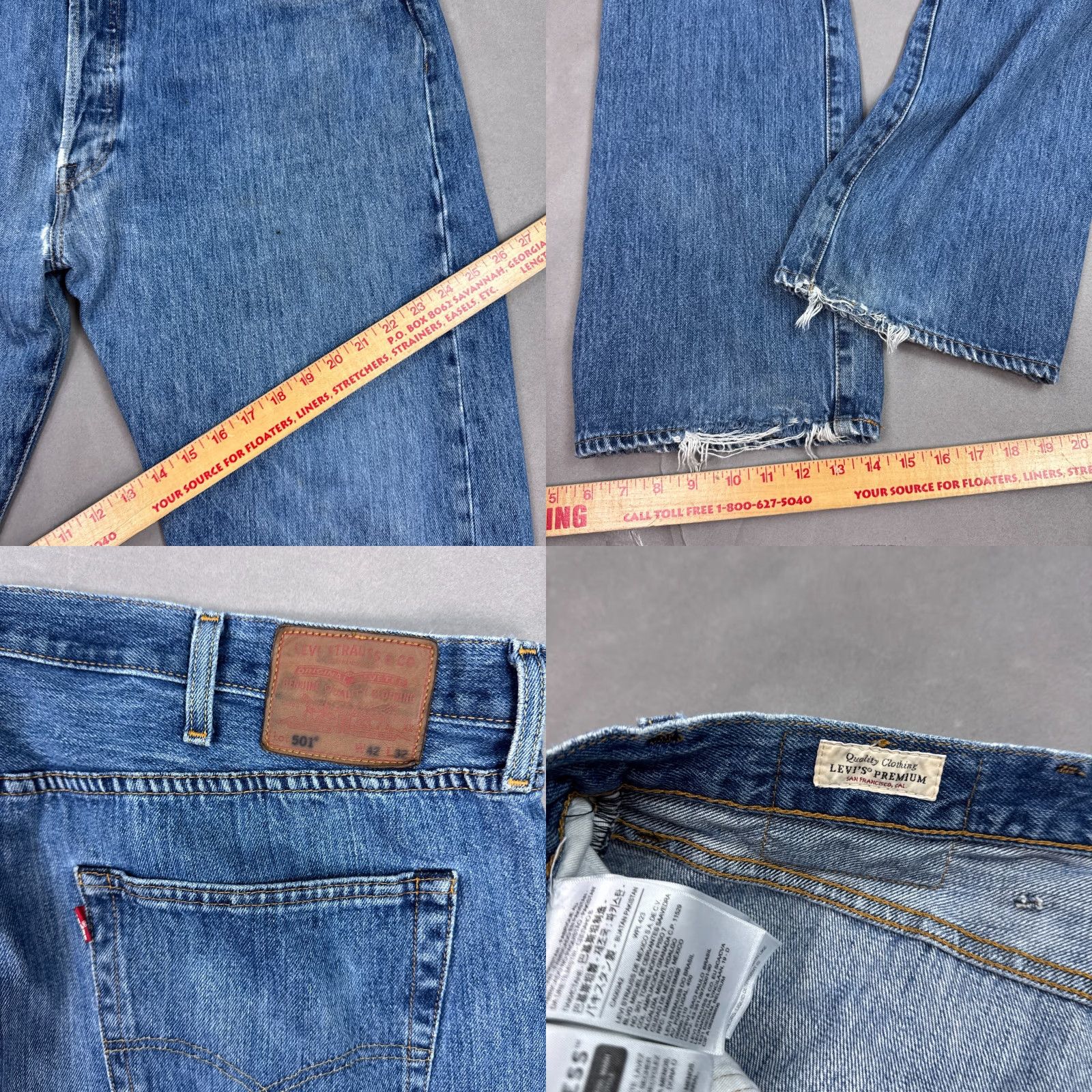 Levi's Levi's 501 Jeans Men 42x32 Blue Denim Distressed Vintage Style Straight Pants Size US 42 / EU 58 - 8 Thumbnail