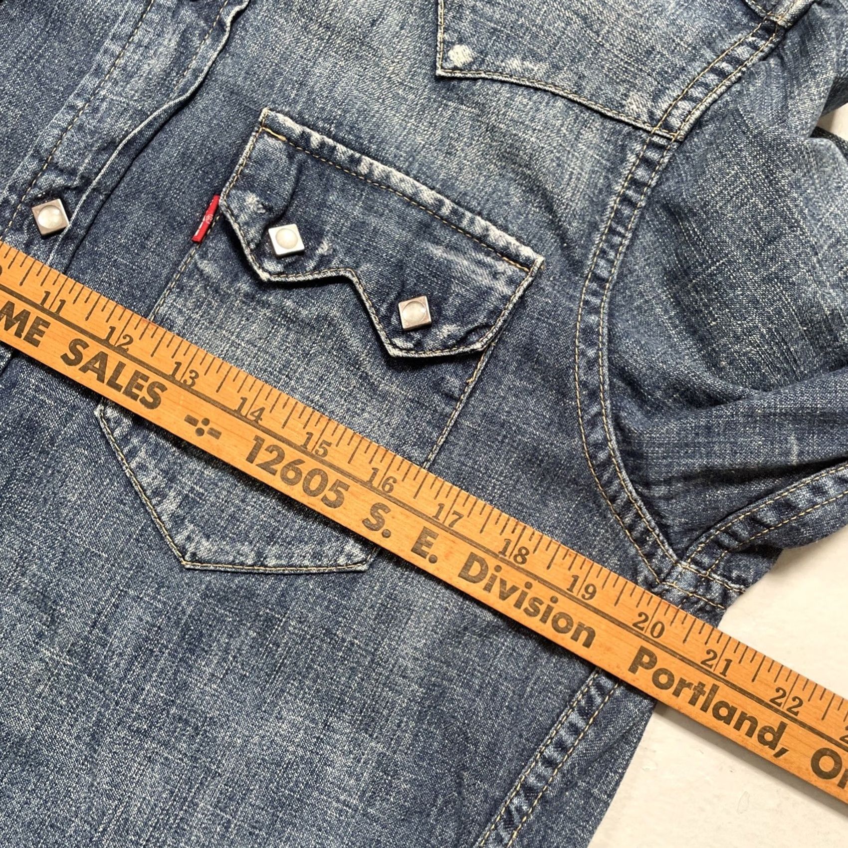 Levi's Levis Big E Sawtooth LVC Japan Vintage Style Western Denim Shirt 38 Size US M / EU 48-50 / 2 - 2 Thumbnail