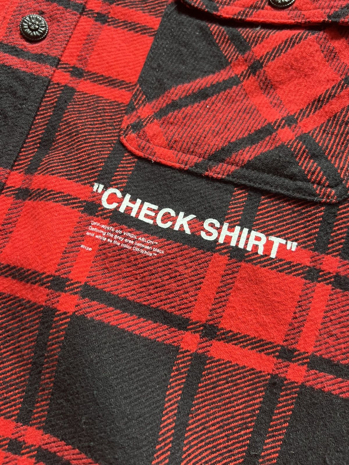Off-White Off-White Red and Black Flannel Quote Shirt Luxury Size US M / EU 48-50 / 2 - 8 Thumbnail