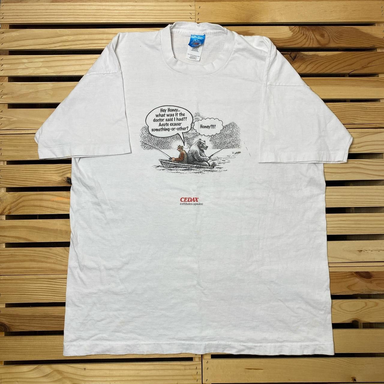 Fruit Of The Loom Vintage Cedax White Cartoon Drug Promo Tee Size XL Size US XL / EU 56 / 4 - 1 Thumbnail