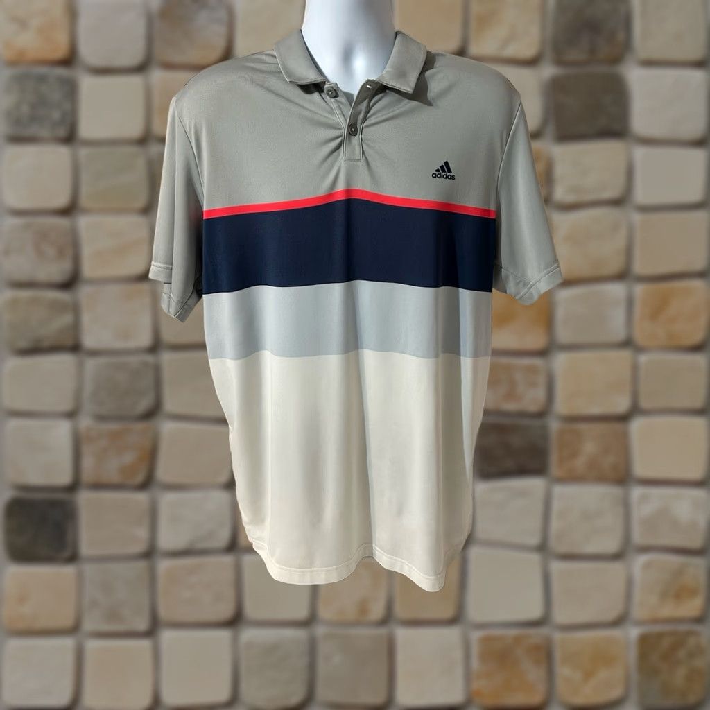 Adidas Adidas Polo Shirt Men Large Climacool Embroidered Sleeve Logo Golf Shirt Multicolor Colorblock Short Sleeve Knit Polyester Spandex Regular Fit Size US L / EU 52-54 / 3 - 1 Thumbnail