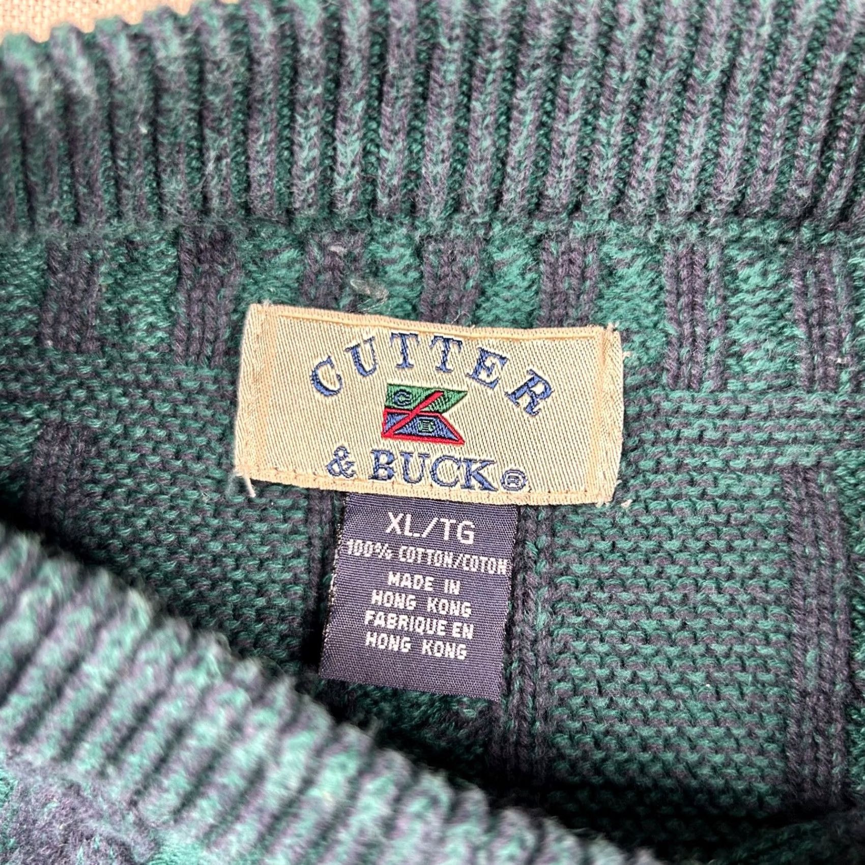 Cutter & Buck VINTAGE Cutter Buck Sweater Mens XL Cable-Knit Geometric 90s Crewneck Blue Cotton Geometric Mens XL Sweater Size US XL / EU 56 / 4 - 3 Thumbnail