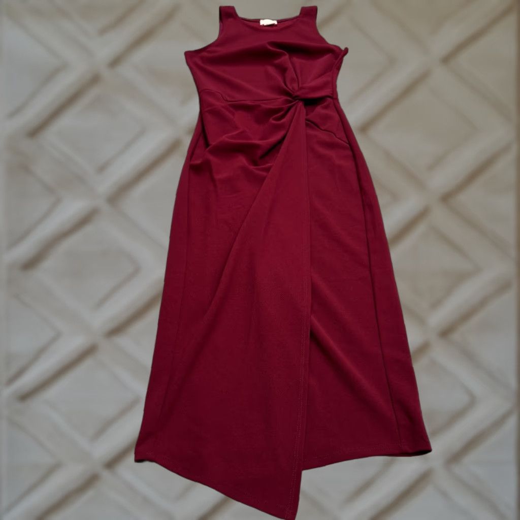 Twisted X Love...Ady Dress Halter Midi Wrap Red Sleeveless Twisted Front Women's M Burgundy Red Size M / US 6-8 / IT 42-44 - 1 Thumbnail