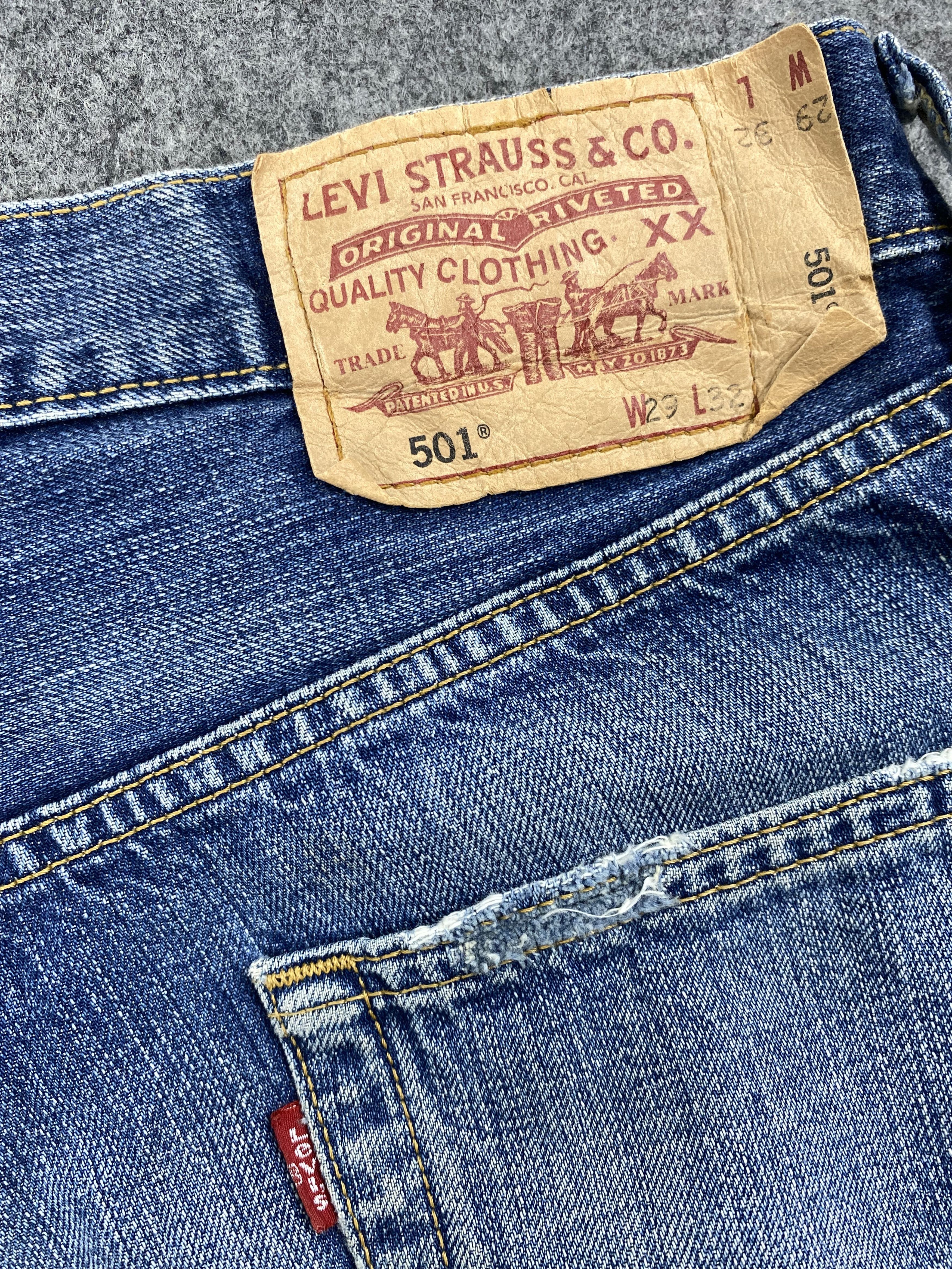 Levi's Blue Distressed Vintage Levi's 501 29x27.5 Denim -JN1174 Size US 29 - 9 Thumbnail
