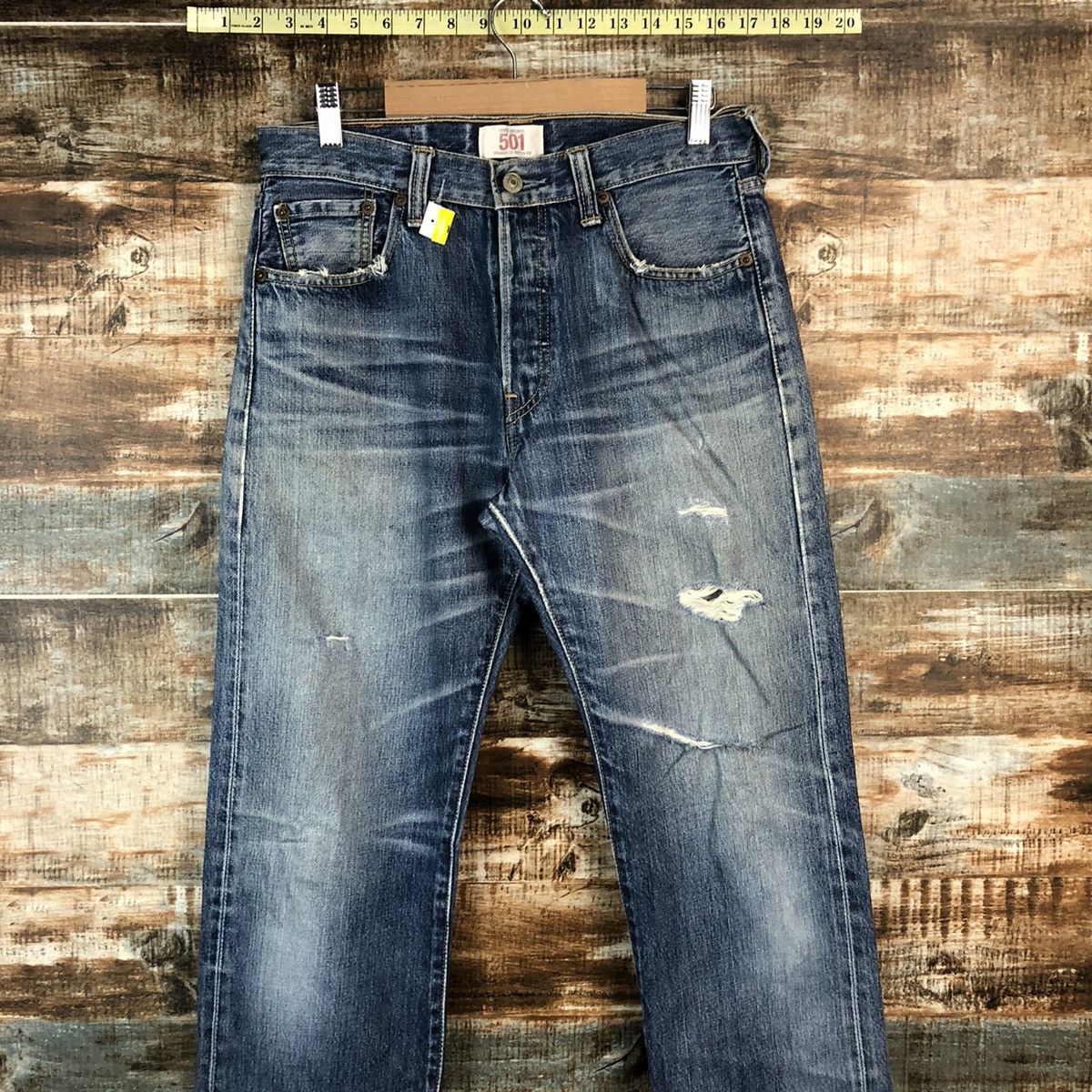 Levi's DLL 501 Levis Blue Distressed Denim Pants #C081 Size US 30 / EU 46 - 2 Thumbnail