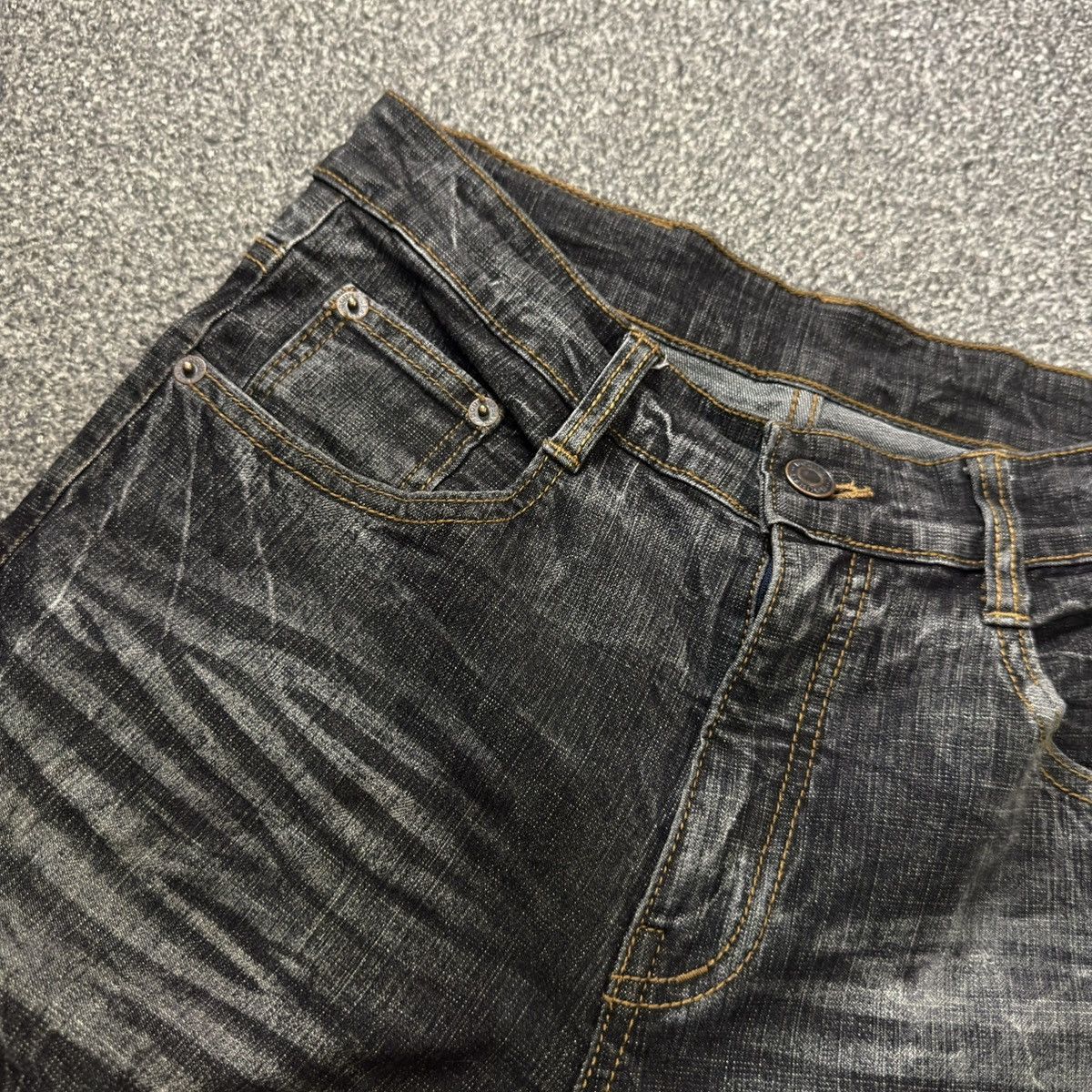 Le Grande Bleu (L.G.B.) 🔥🇯🇵 Y2K Japanese D-Douh Wash Out Punk Grunge Distressed Denim Size US 29 - 13 Thumbnail
