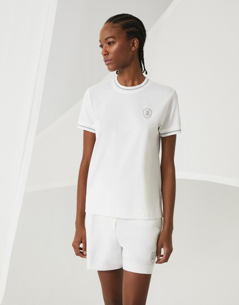 Brunello Cucinelli o1la1rc1a0326 Cotton Jersey T-Shirt in White Size XL / US 12-14 / IT 48-50 - 1 Thumbnail
