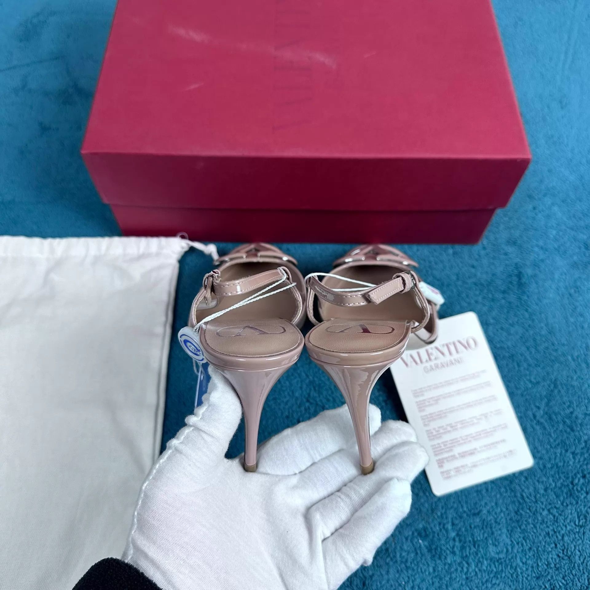 Valentino Valentino patent leather lace-up heels cinnamon pink 37.5 Size US 7 / IT 37 - 4 Thumbnail