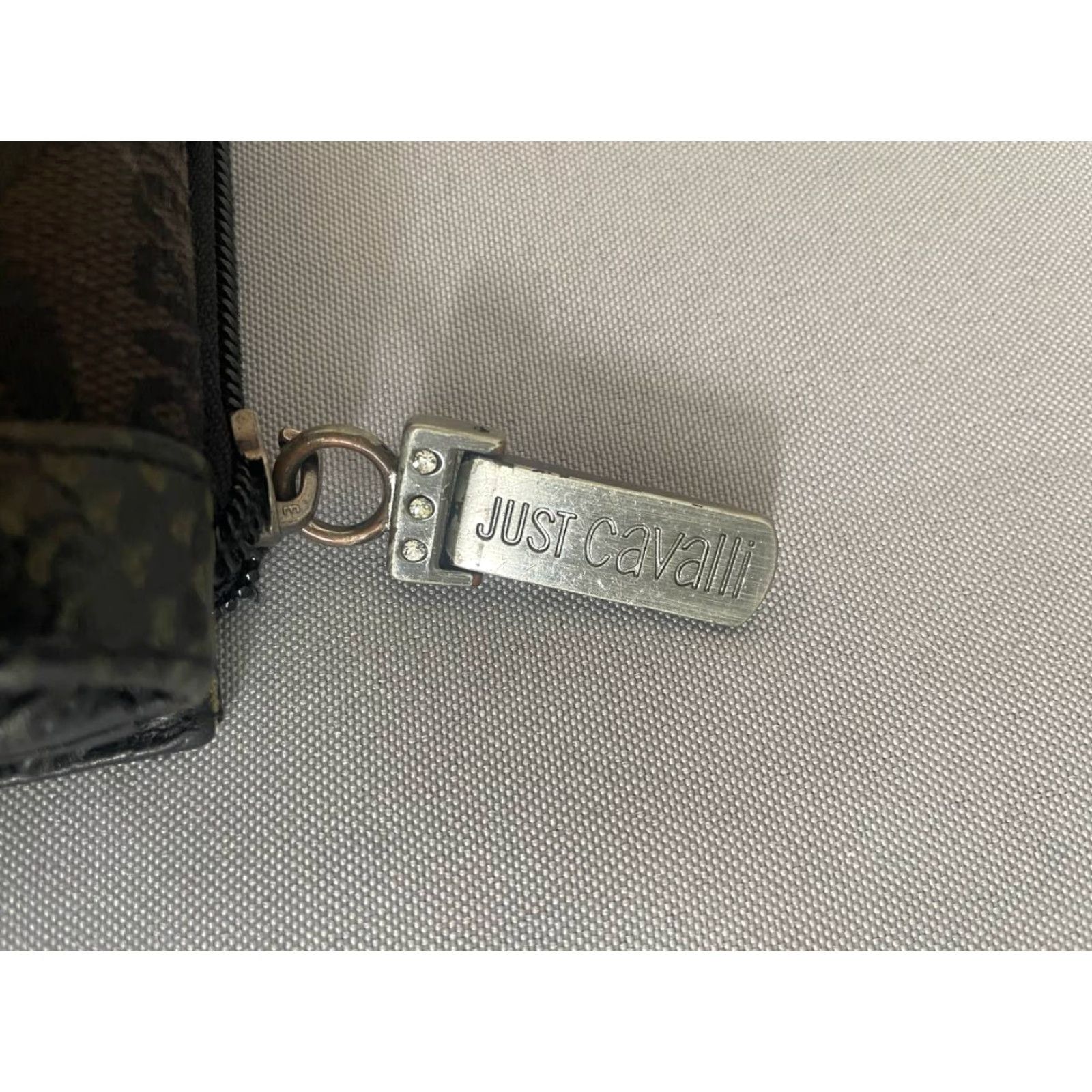 Just Cavalli Just Cavalli Wallet Gray Cotton Zipper Card Holder Womens One Size Credit Card Size ONE SIZE - 3 Thumbnail